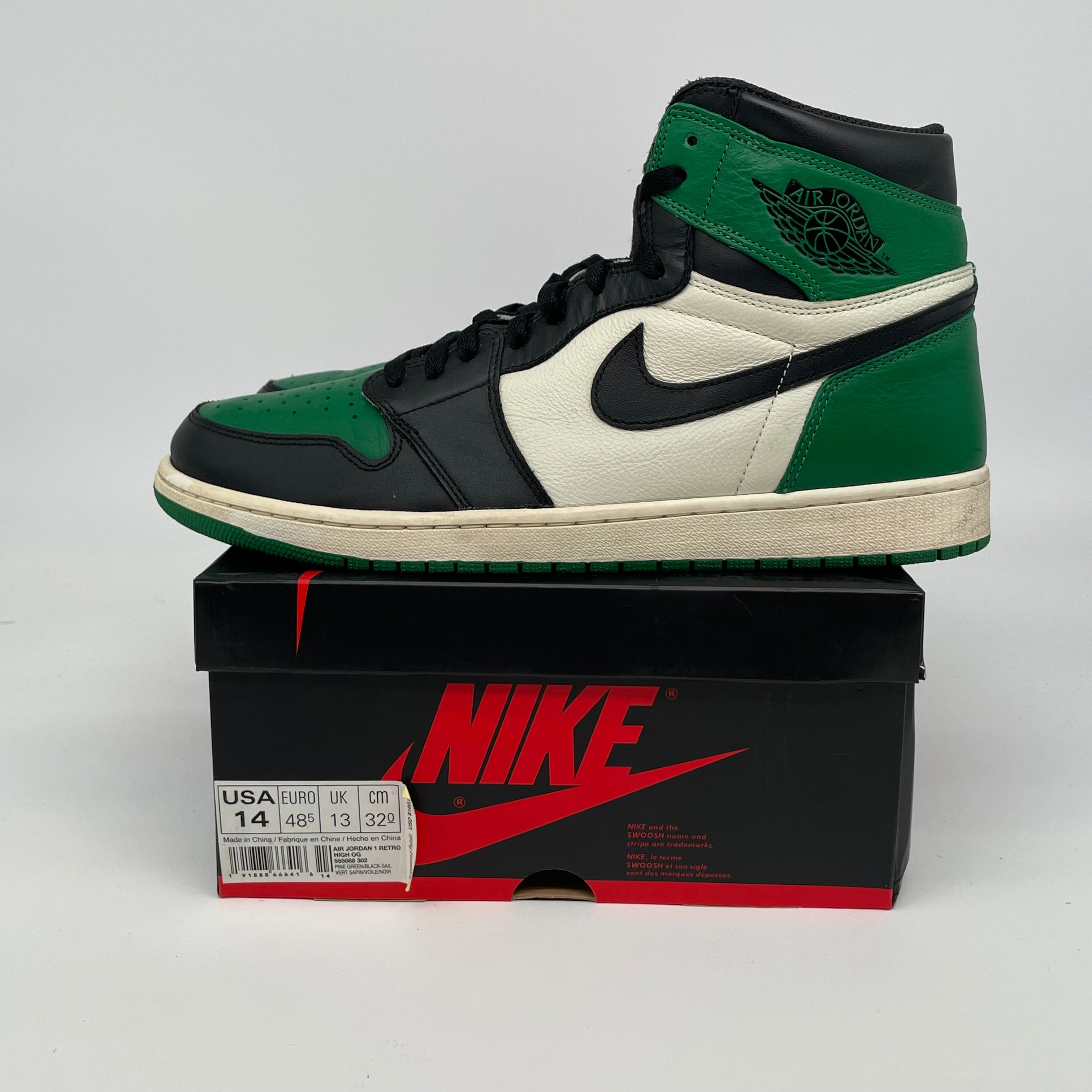 AIR JORDAN 1 PINE GREEN SIZE 14 555088-302