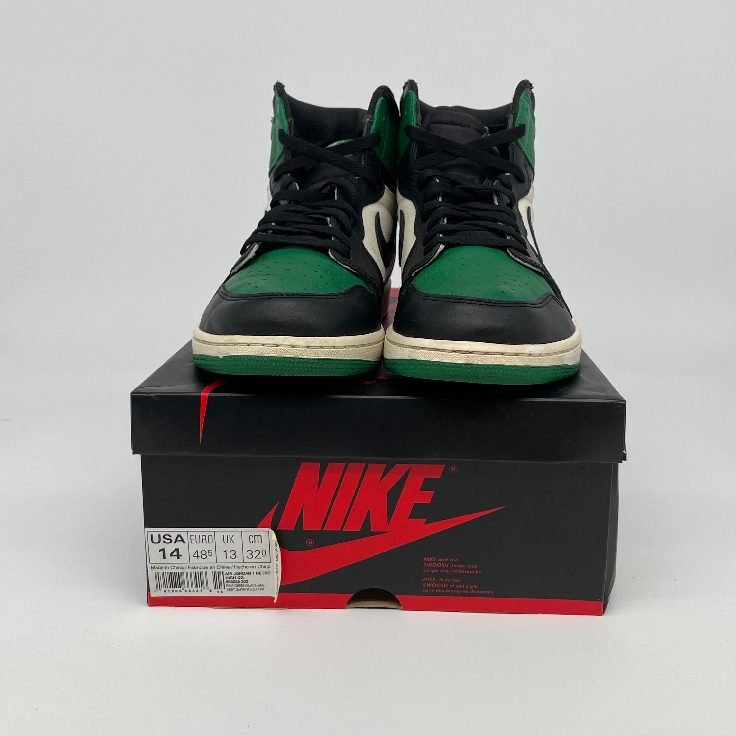 AIR JORDAN 1 PINE GREEN SIZE 14 555088-302