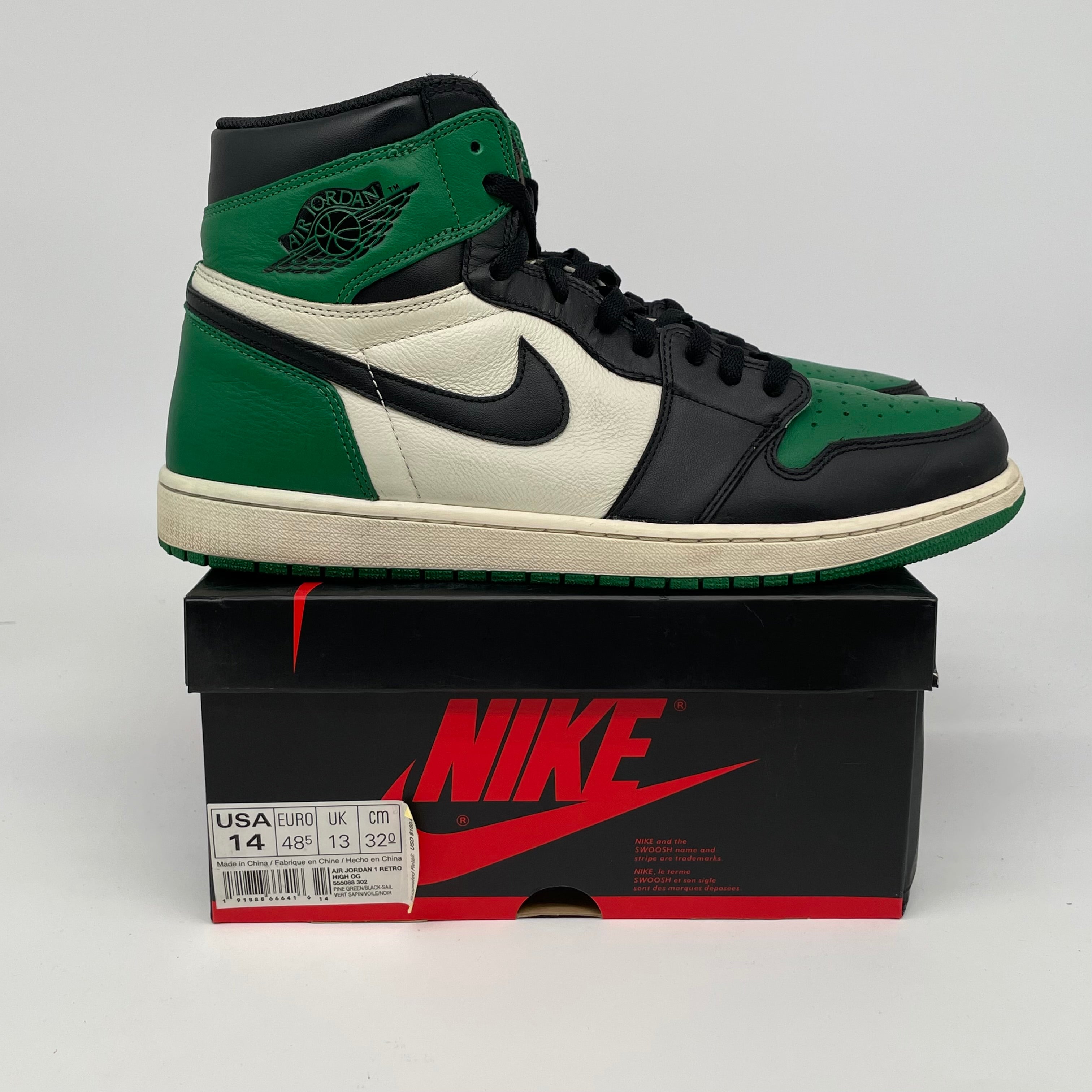 AIR JORDAN 1 PINE GREEN SIZE 14 555088-302