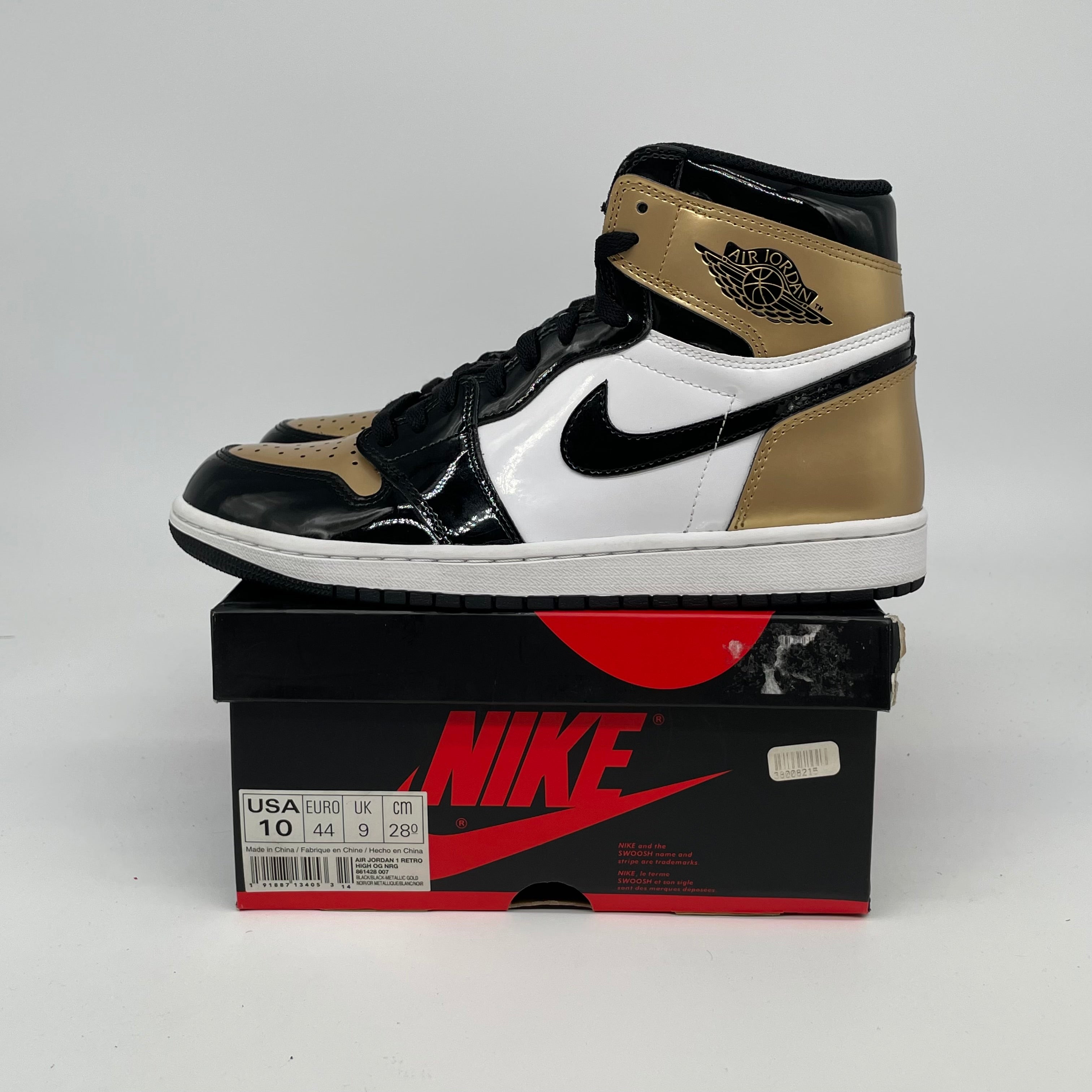 AIR JORDAN 1 PATENT GOLD TOE SIZE 10 861428-007