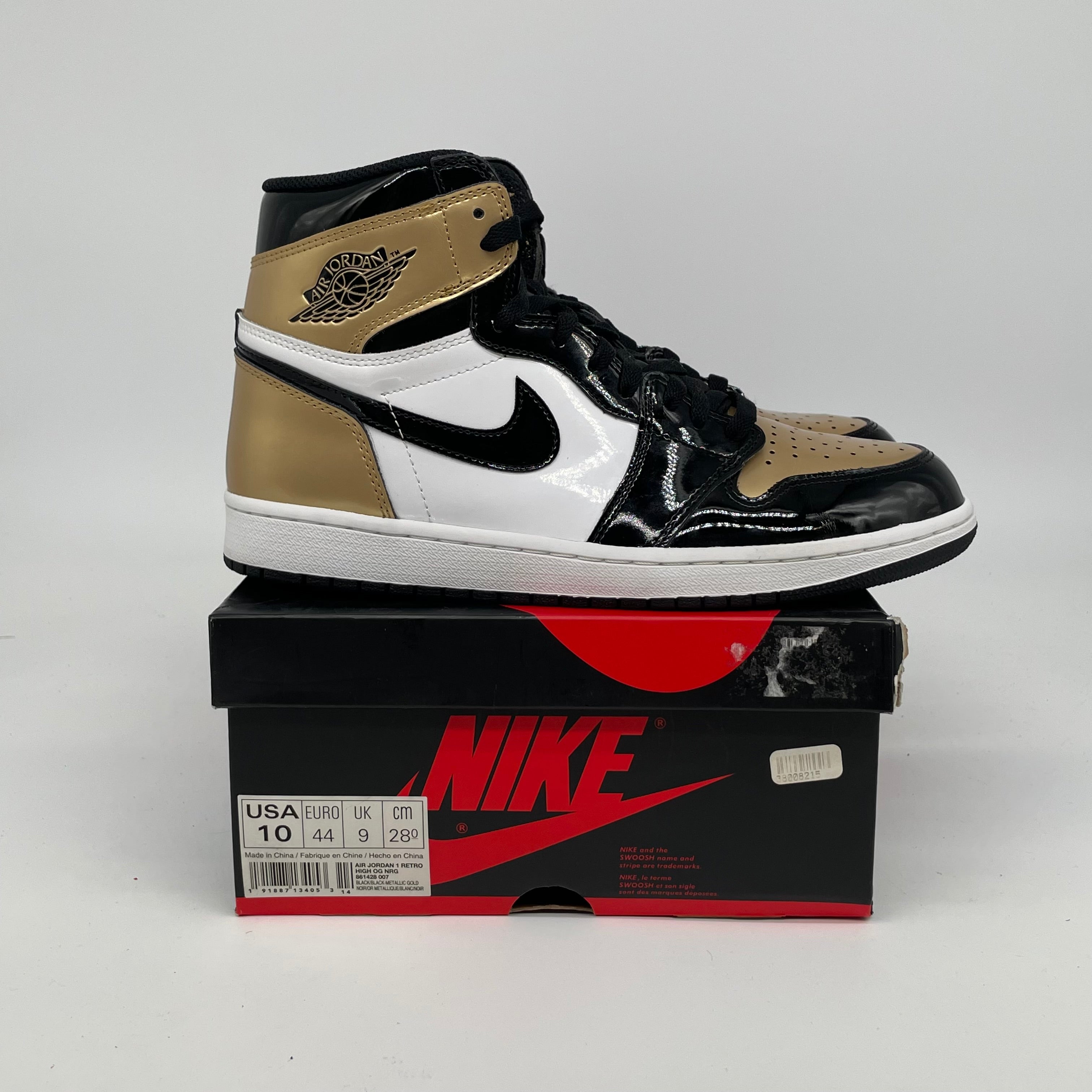 AIR JORDAN 1 PATENT GOLD TOE SIZE 10 861428-007