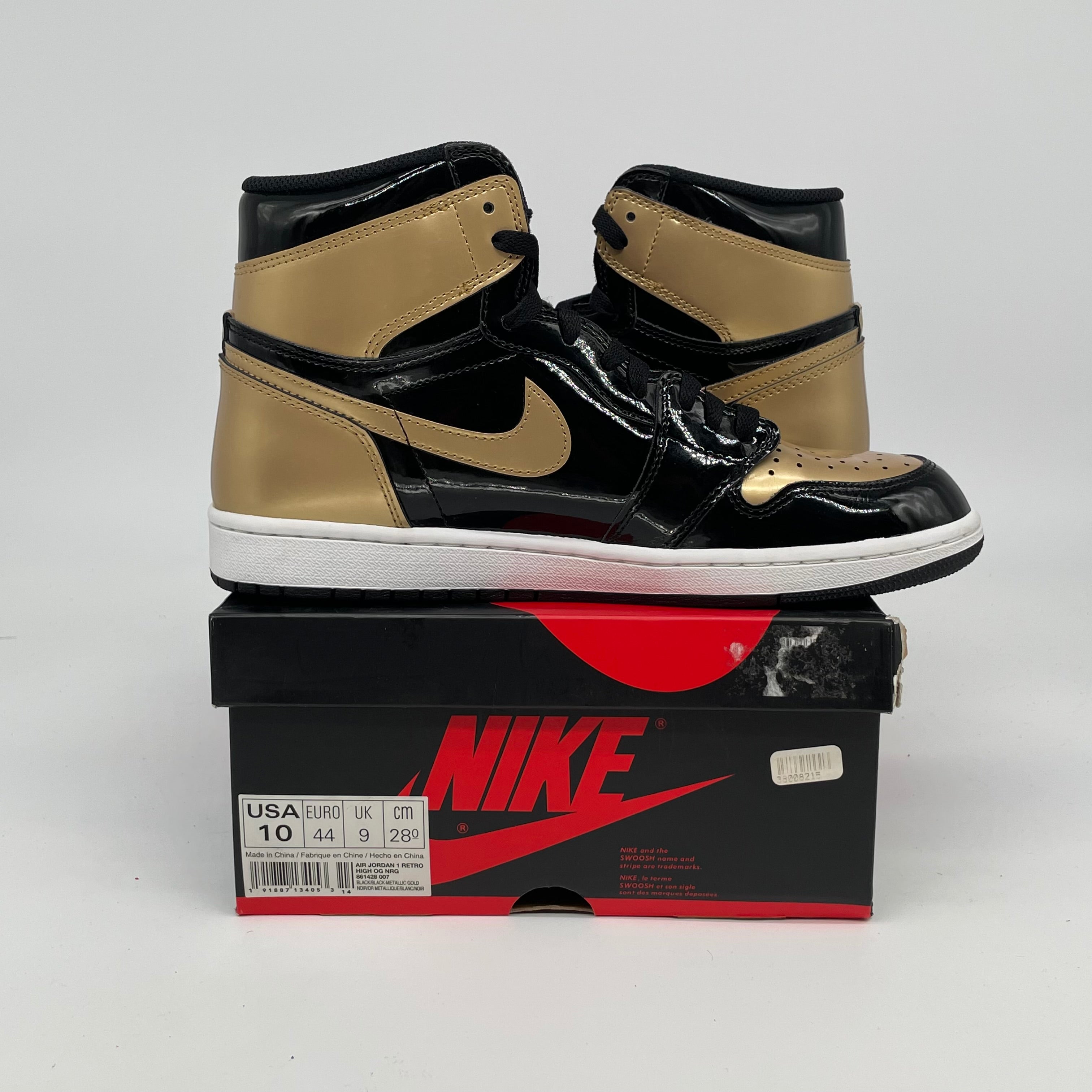 AIR JORDAN 1 PATENT GOLD TOE SIZE 10 861428-007