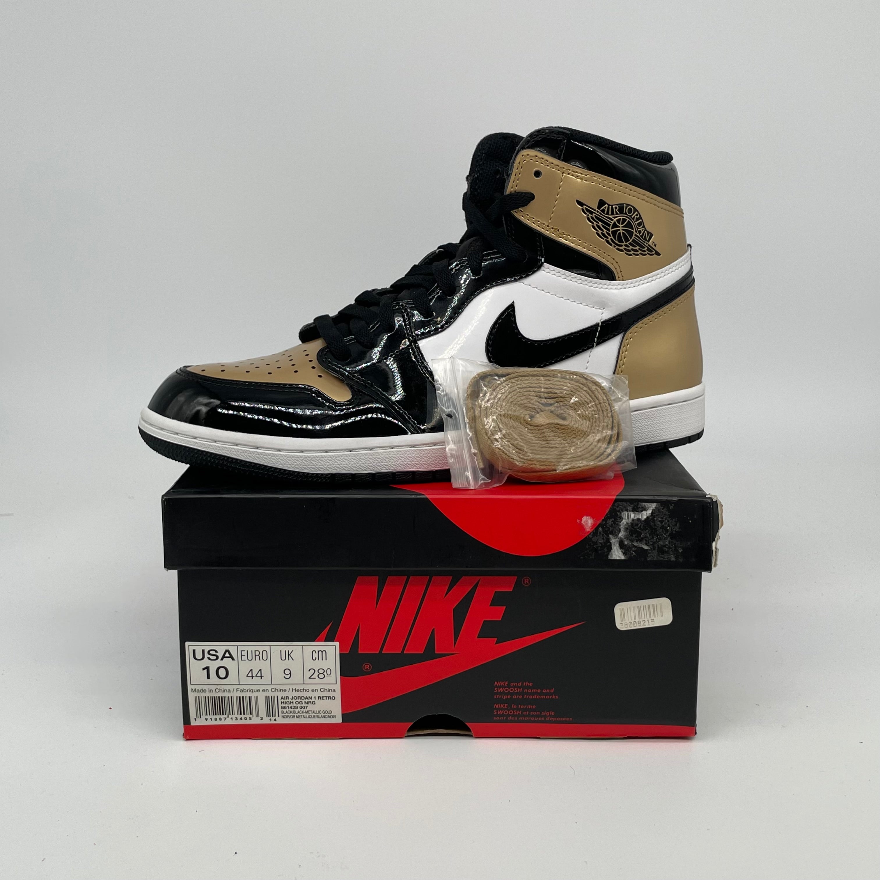 AIR JORDAN 1 PATENT GOLD TOE SIZE 10 861428-007