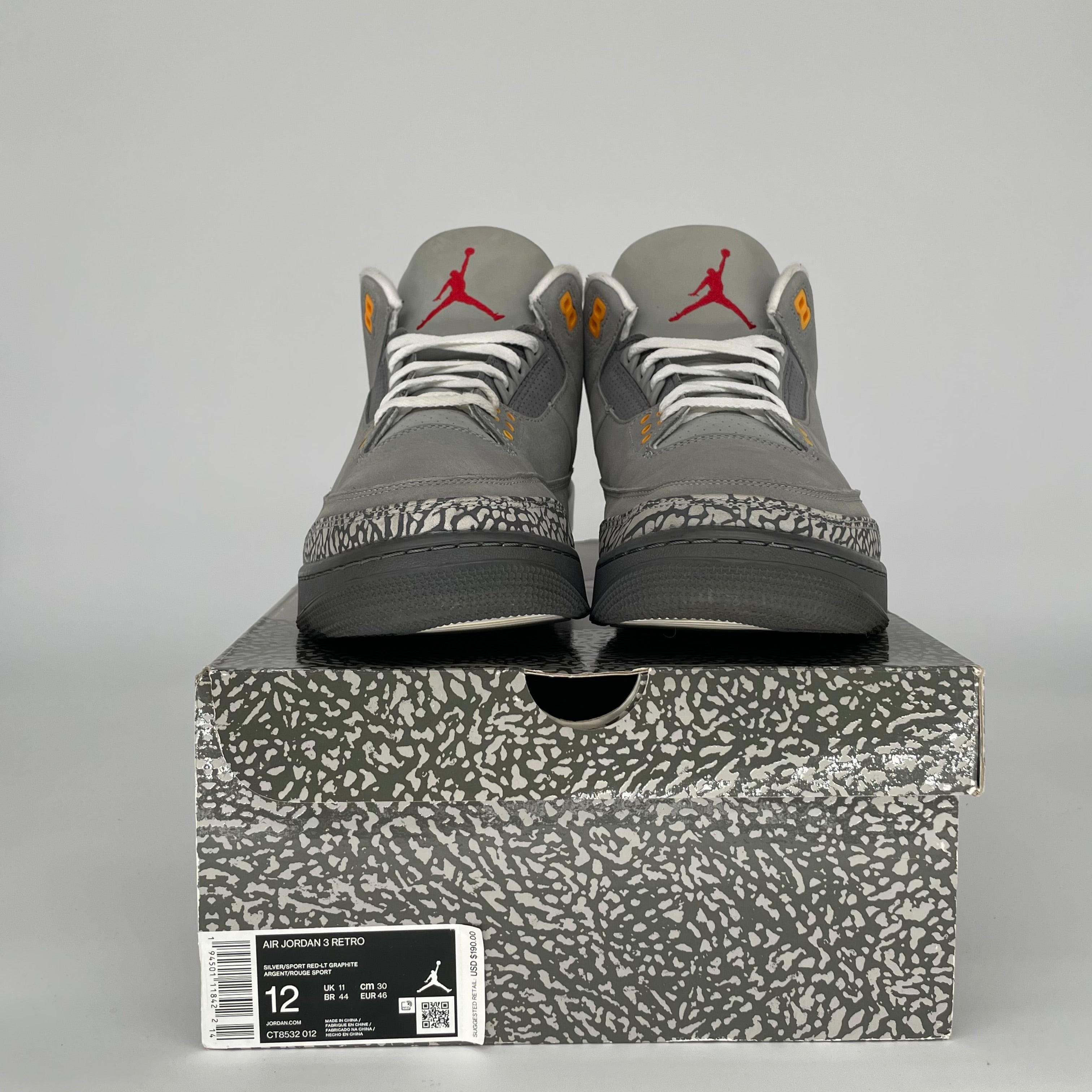 AIR JORDAN 3 COOL GREY SIZE 12 CT8532-012