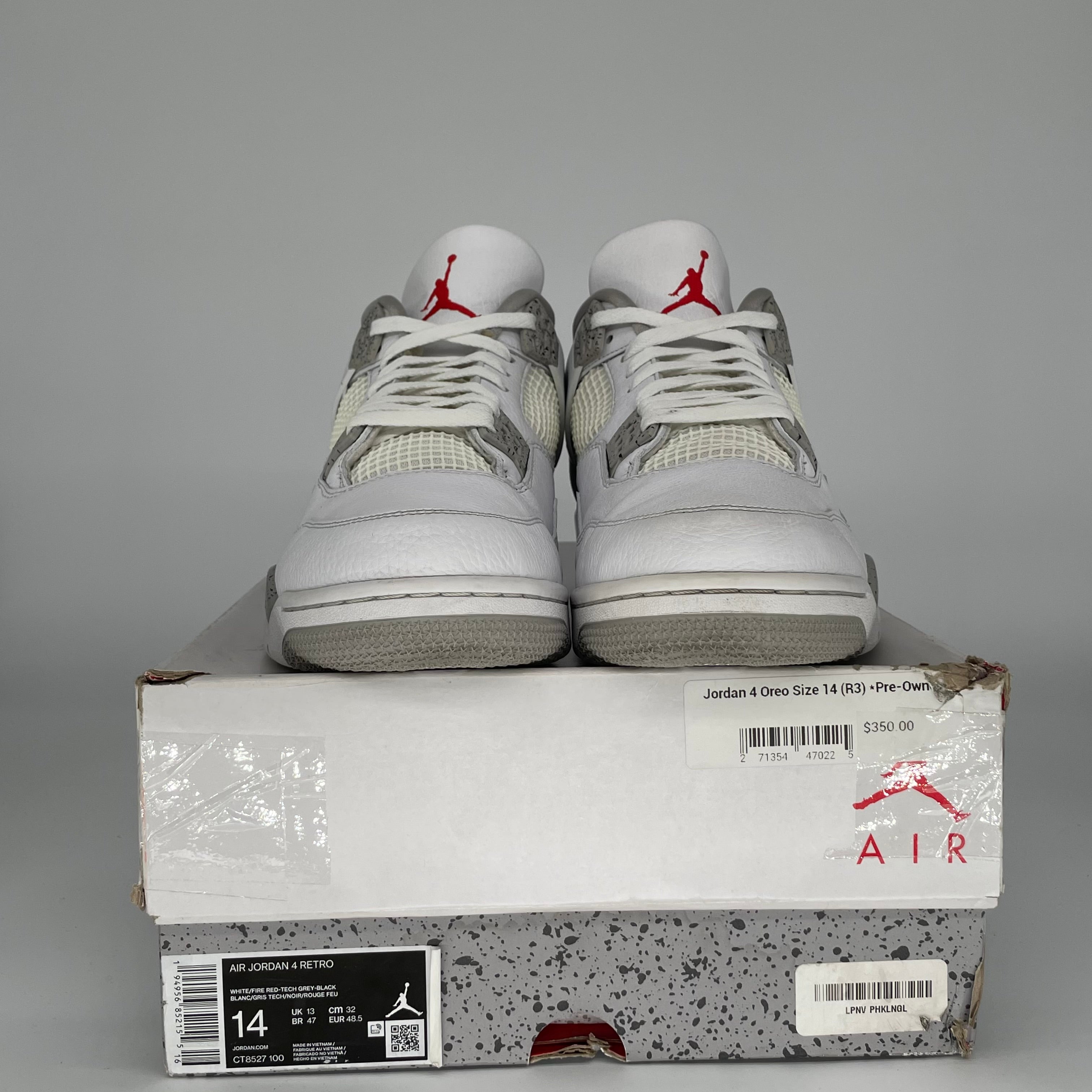 AIR JORDAN 4 WHITE OREO SIZE 14 CT8527-100