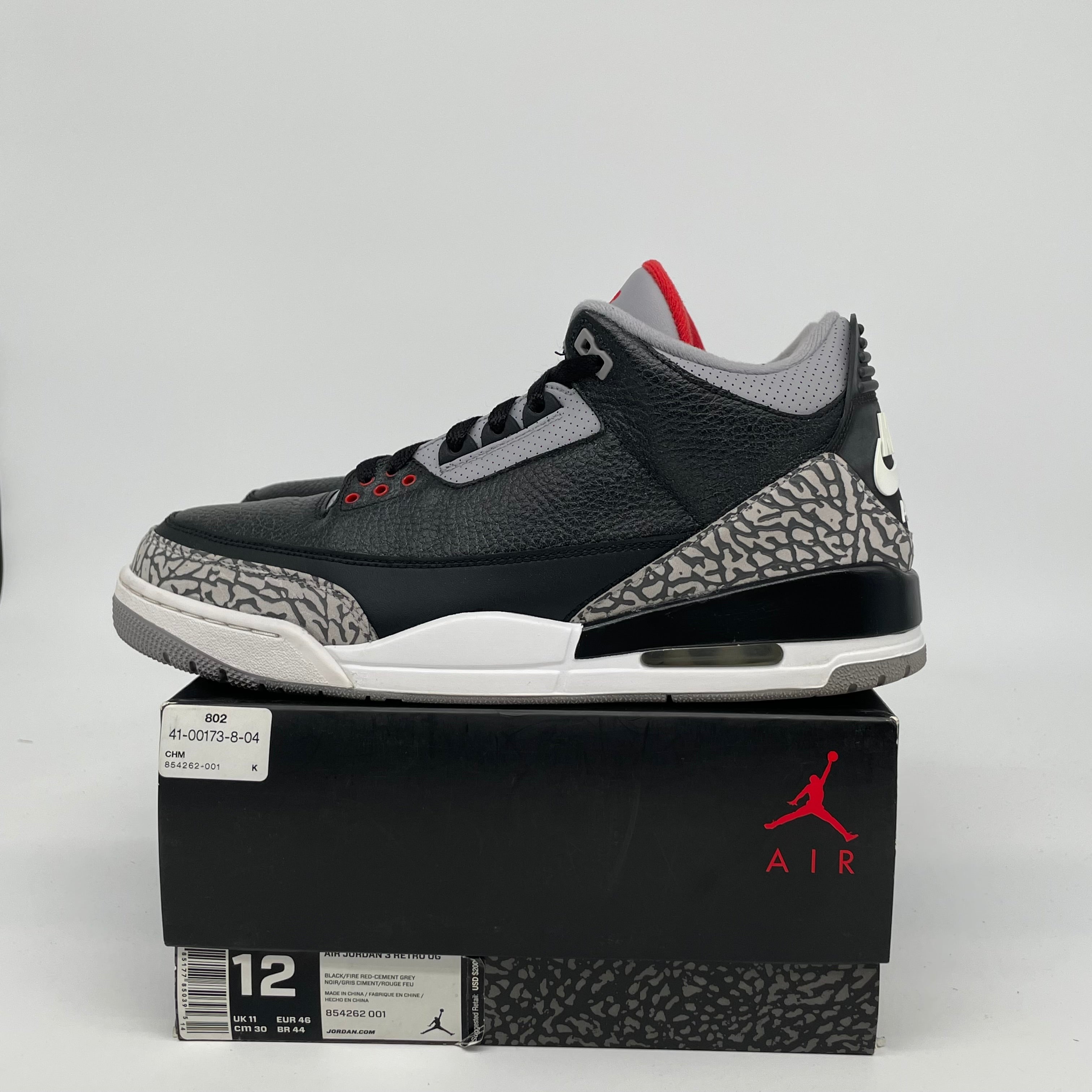 AIR JORDAN 3 BLACK CEMENT SIZE 12 854262-001