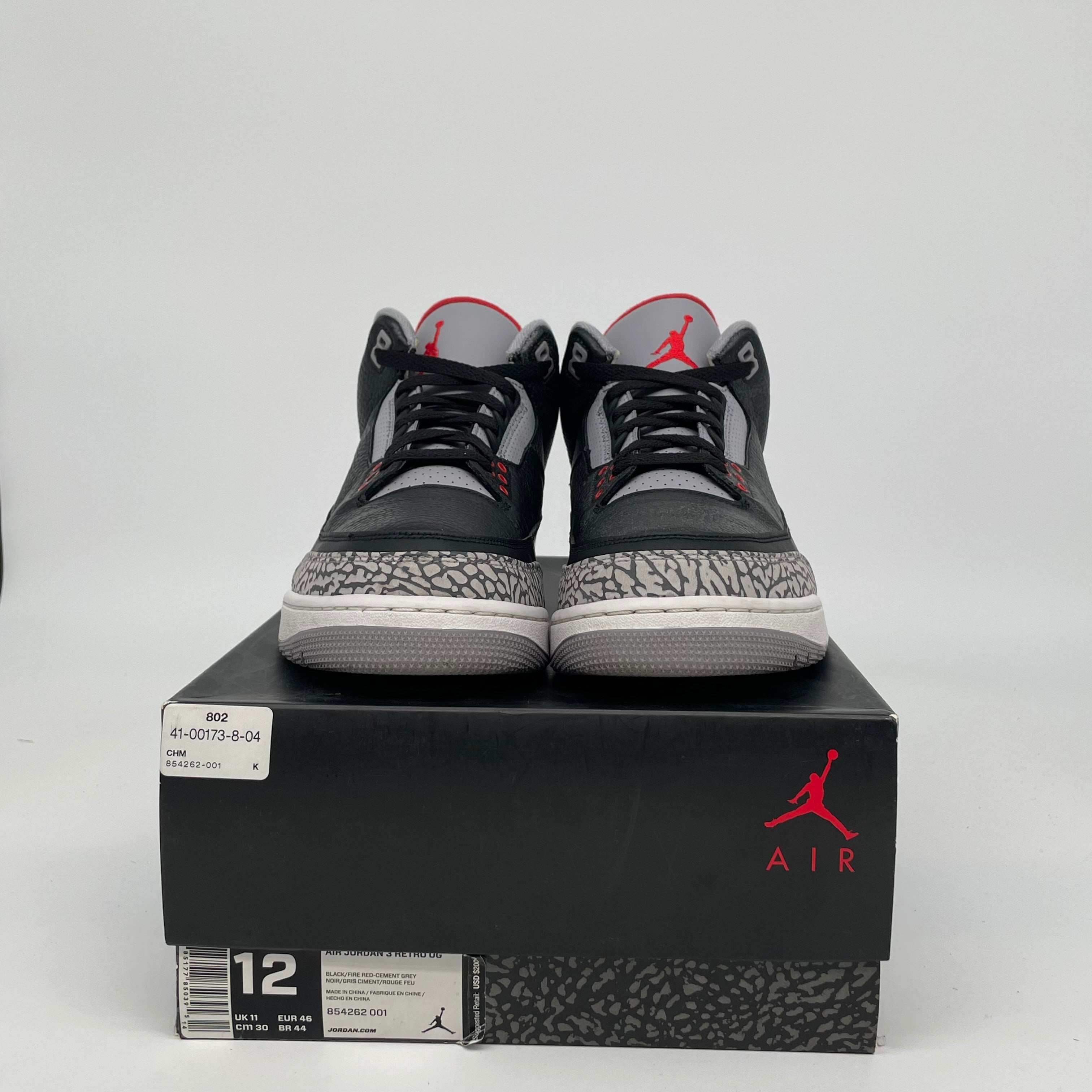 AIR JORDAN 3 BLACK CEMENT SIZE 12 854262-001