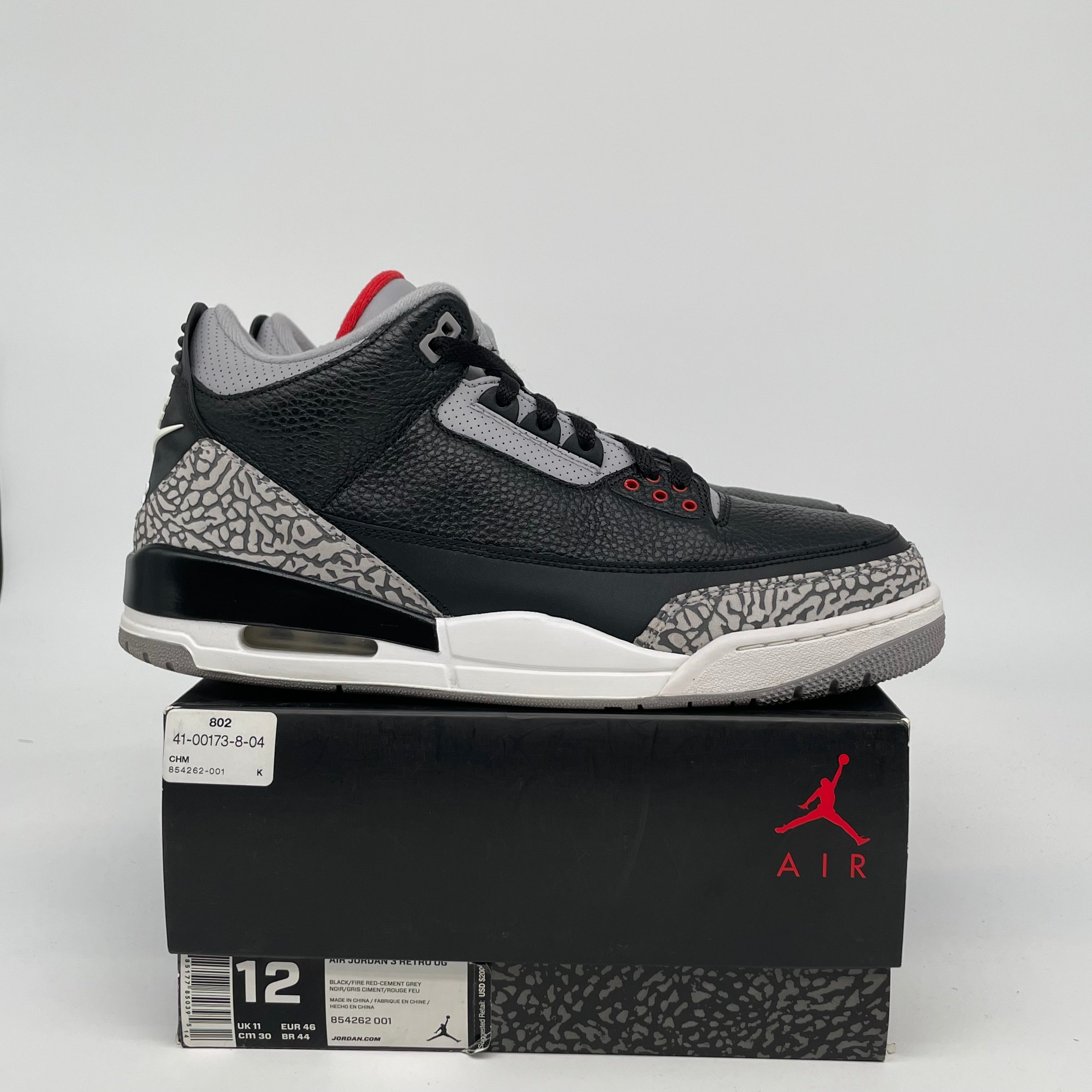 AIR JORDAN 3 BLACK CEMENT SIZE 12 854262-001