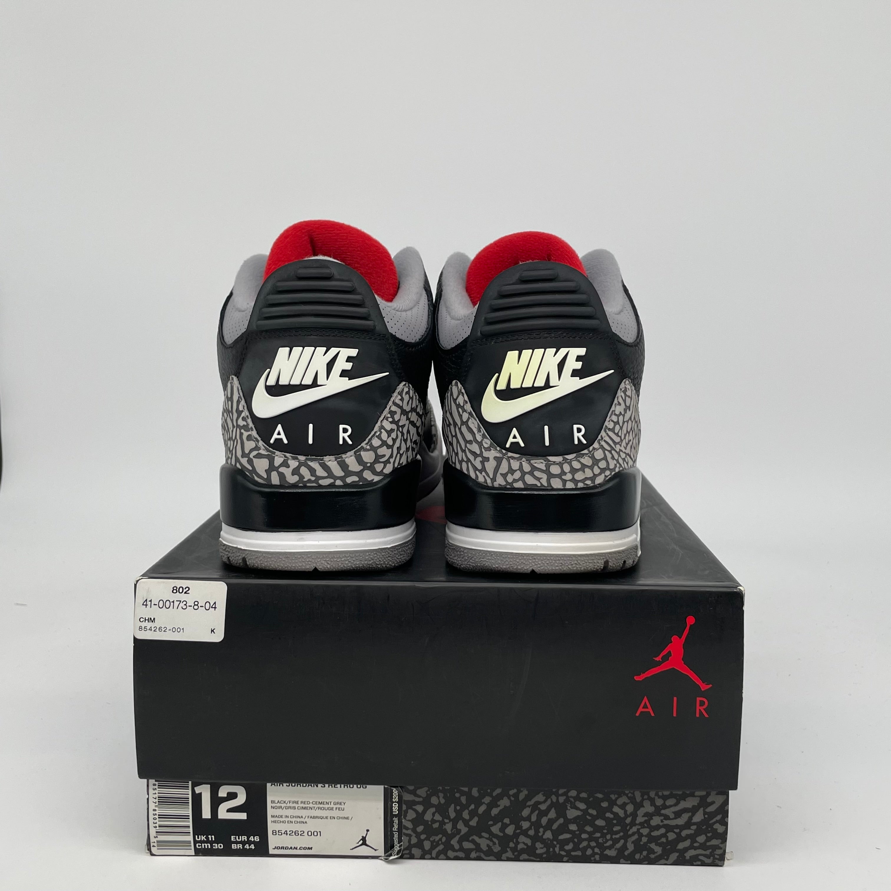 AIR JORDAN 3 BLACK CEMENT SIZE 12 854262-001