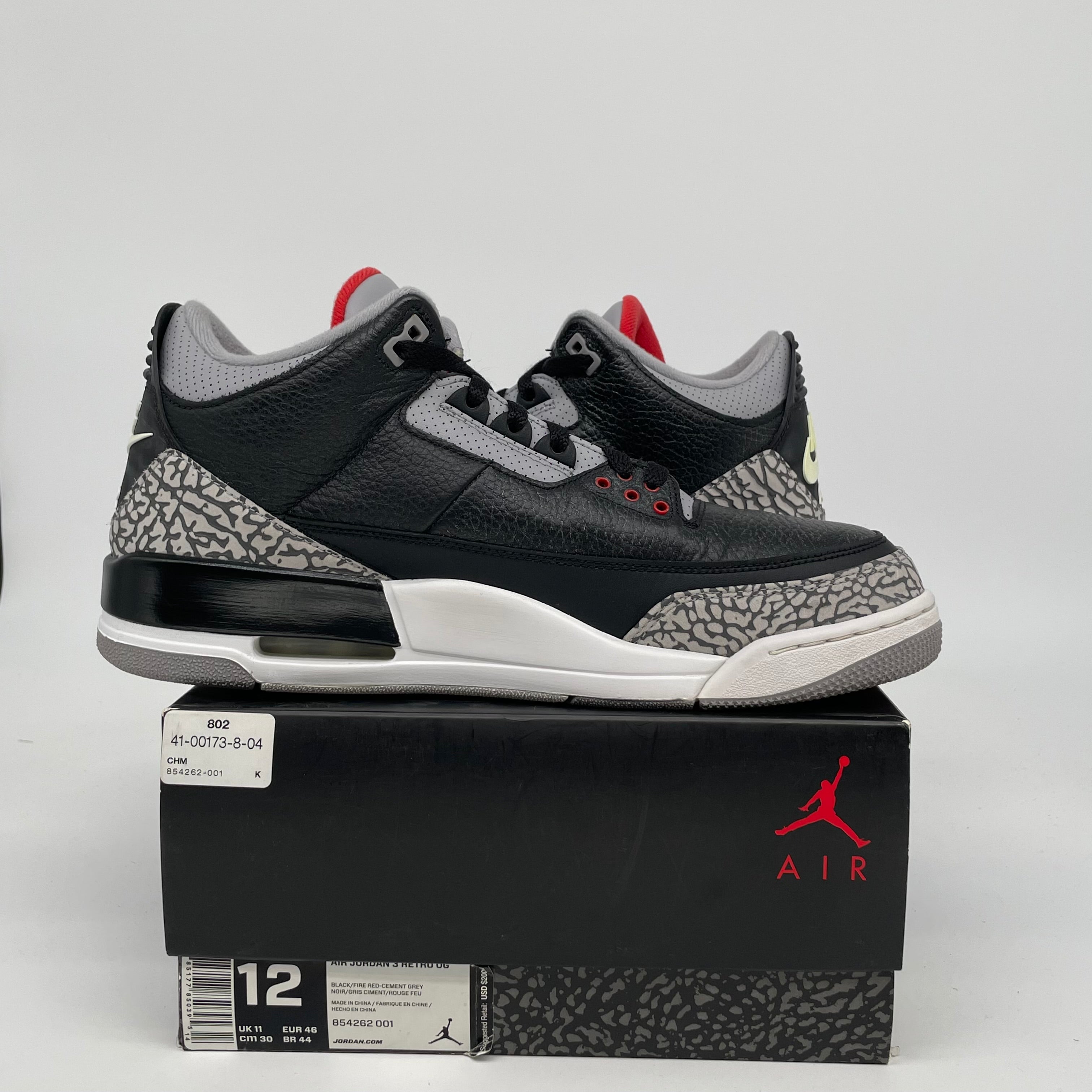 AIR JORDAN 3 BLACK CEMENT SIZE 12 854262-001