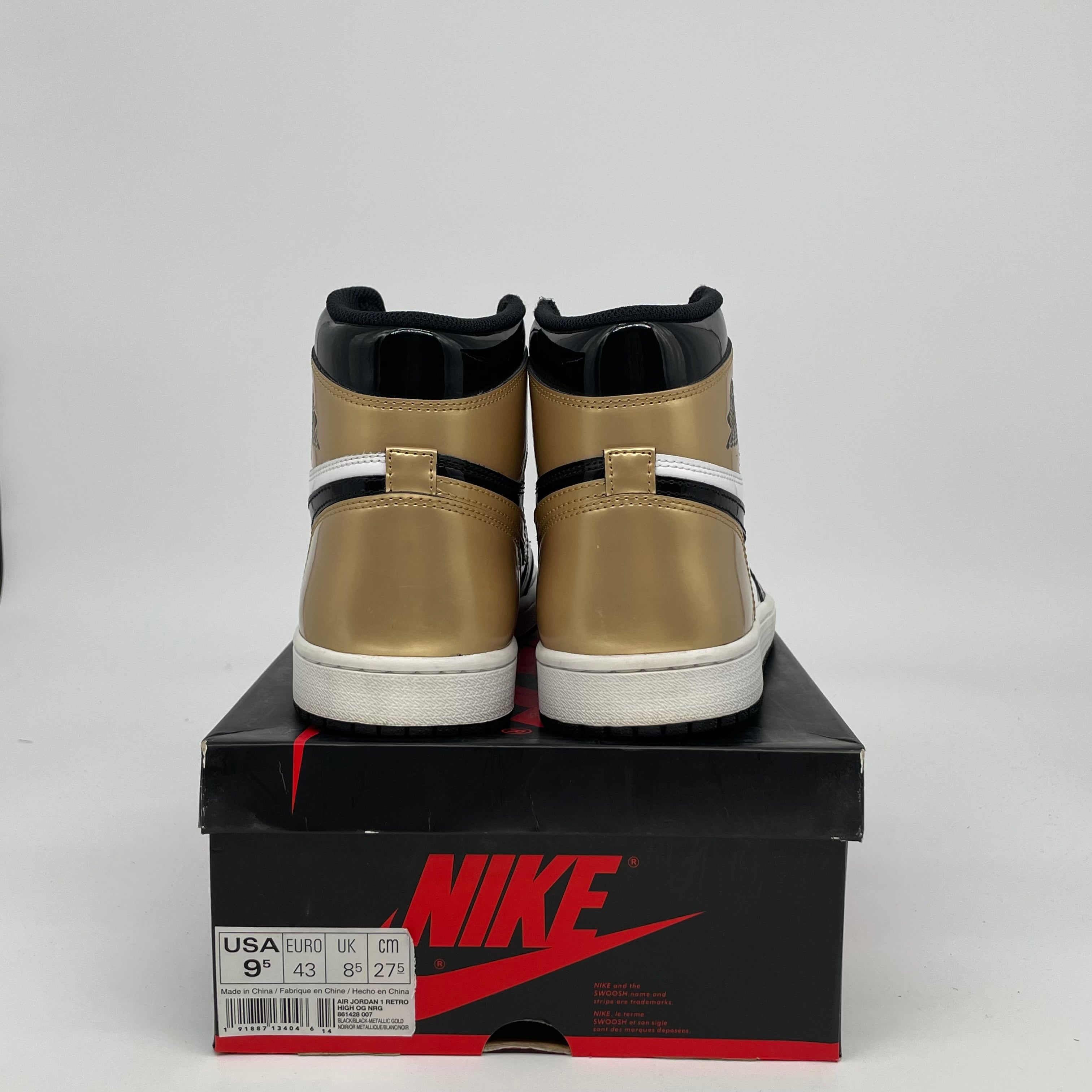 AIR JORDAN 1 PATENT GOLD TOE SIZE 9.5 861428-007