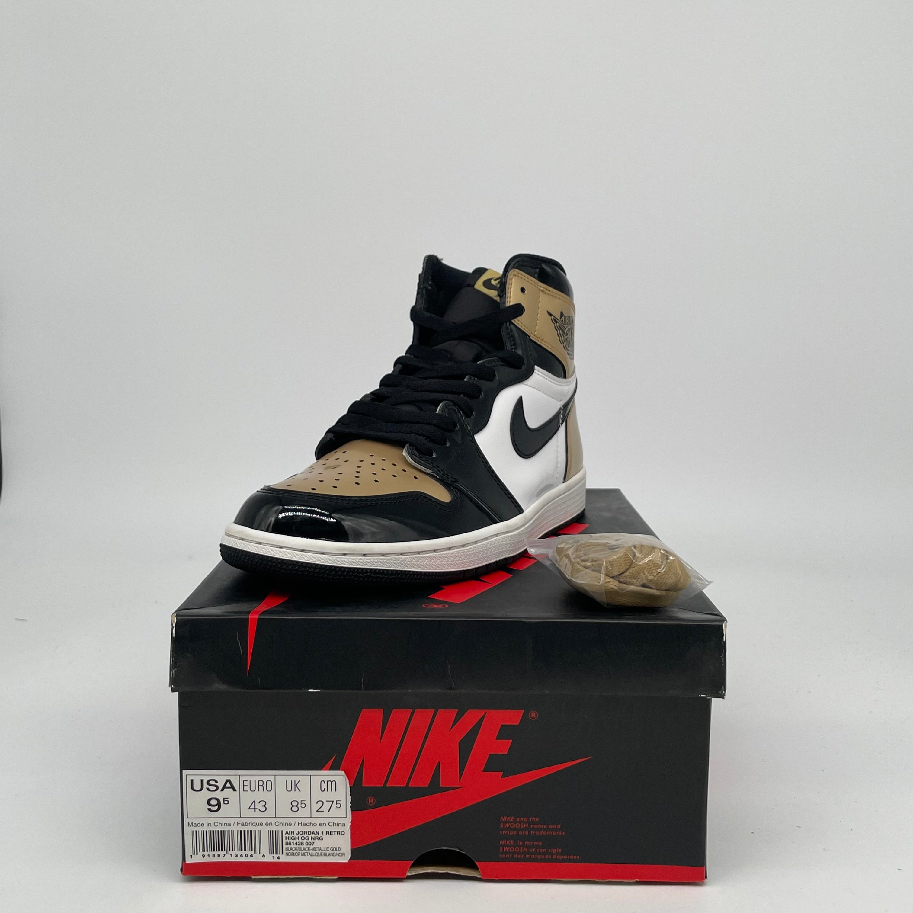 AIR JORDAN 1 PATENT GOLD TOE SIZE 9.5 861428-007