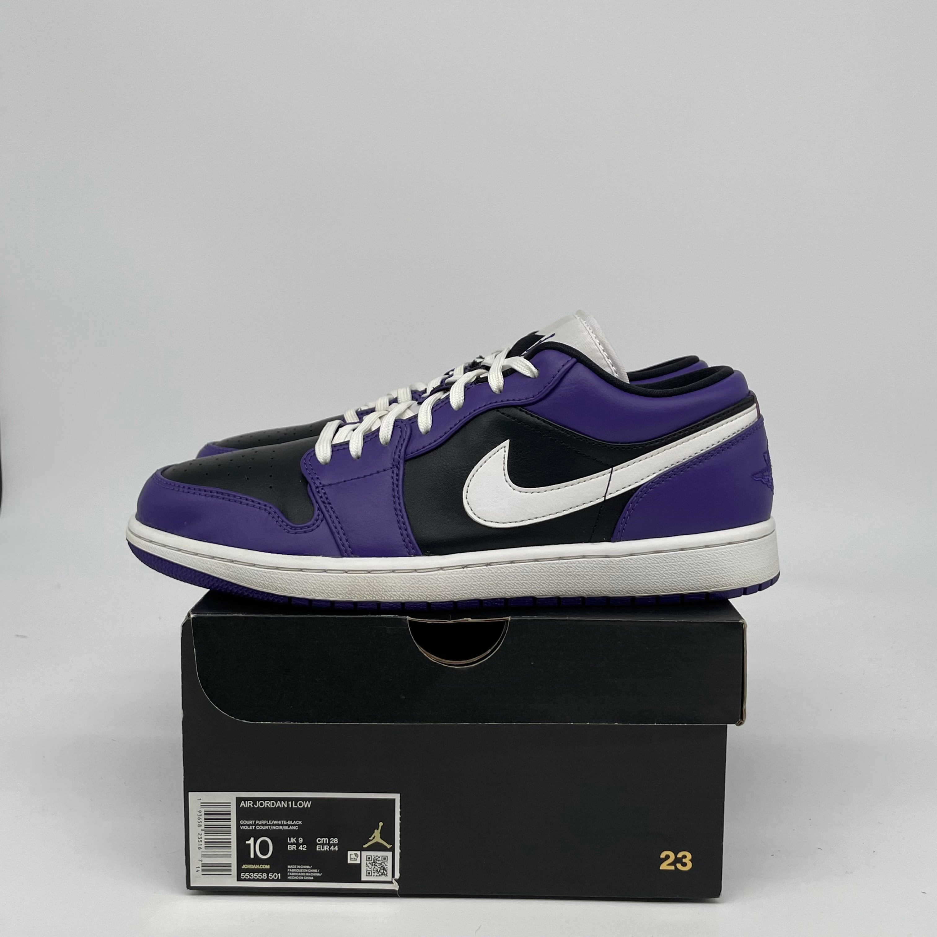 AIR JORDAN 1 LOW COURT PURPLE BLACK SIZE 10 553558-501