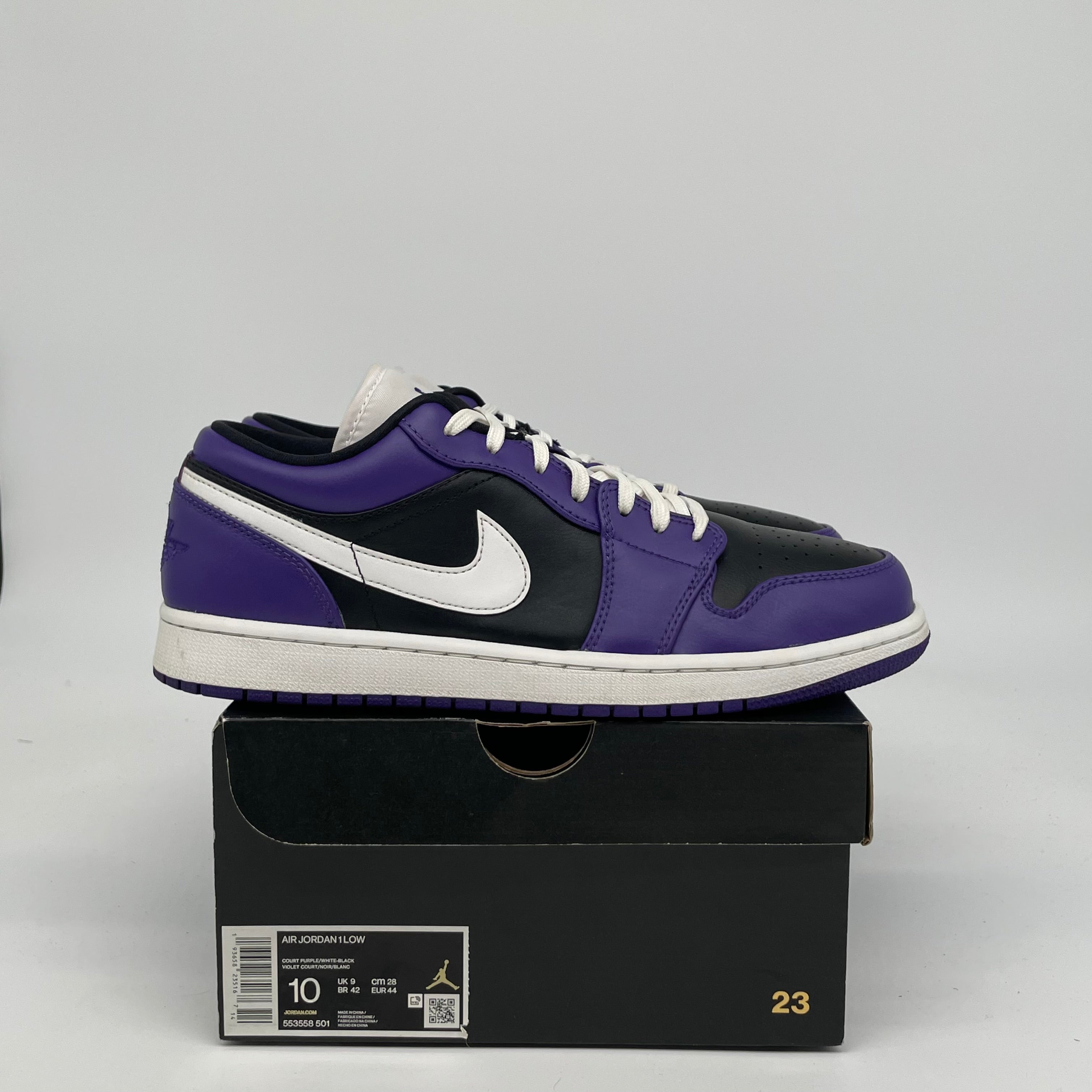 AIR JORDAN 1 LOW COURT PURPLE BLACK SIZE 10 553558-501