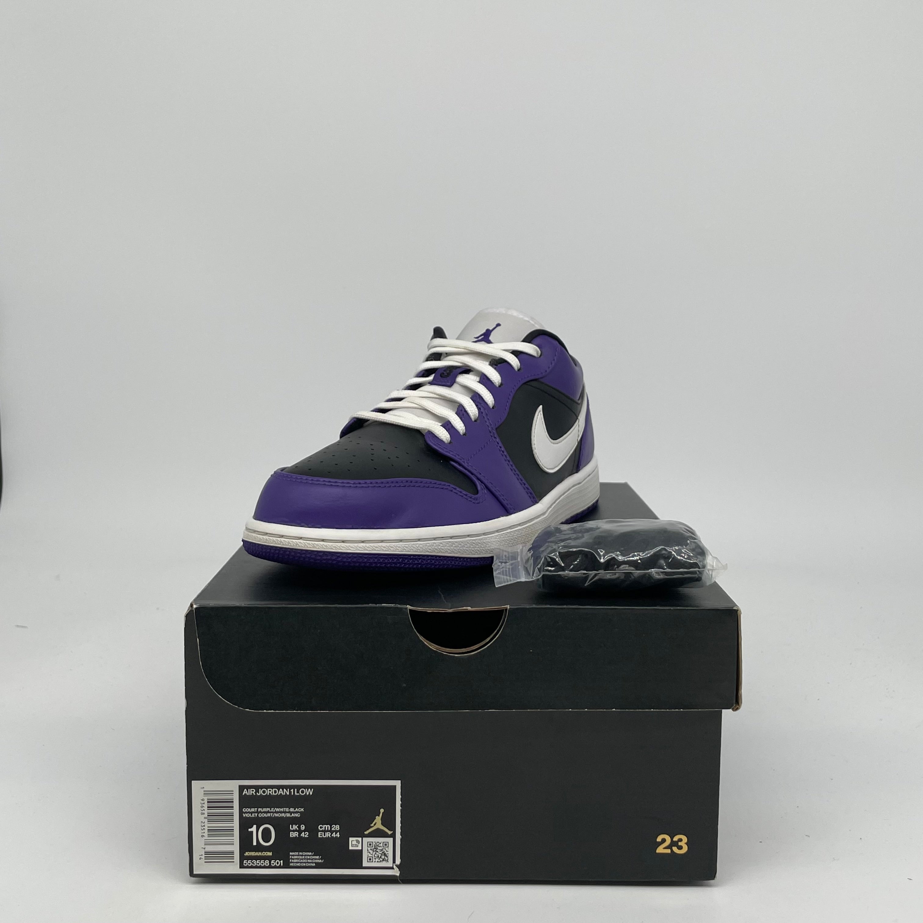 AIR JORDAN 1 LOW COURT PURPLE BLACK SIZE 10 553558-501