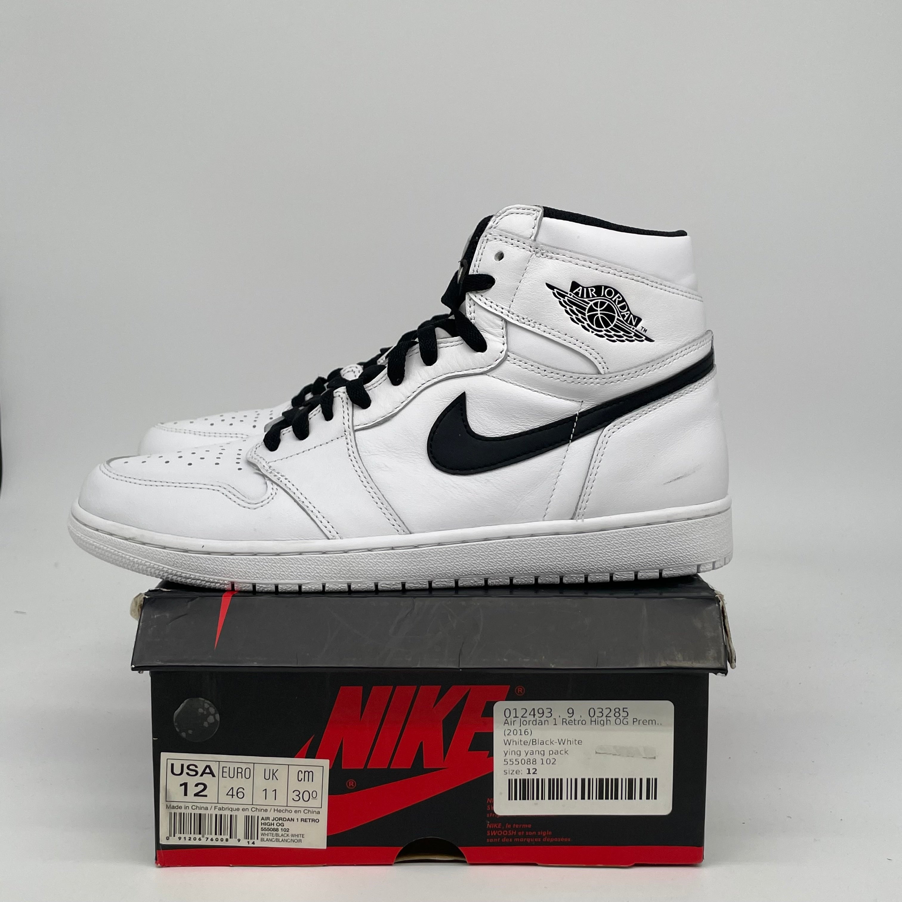 AIR JORDAN 1 YIN YANG WHITE SIZE 12 555088-102