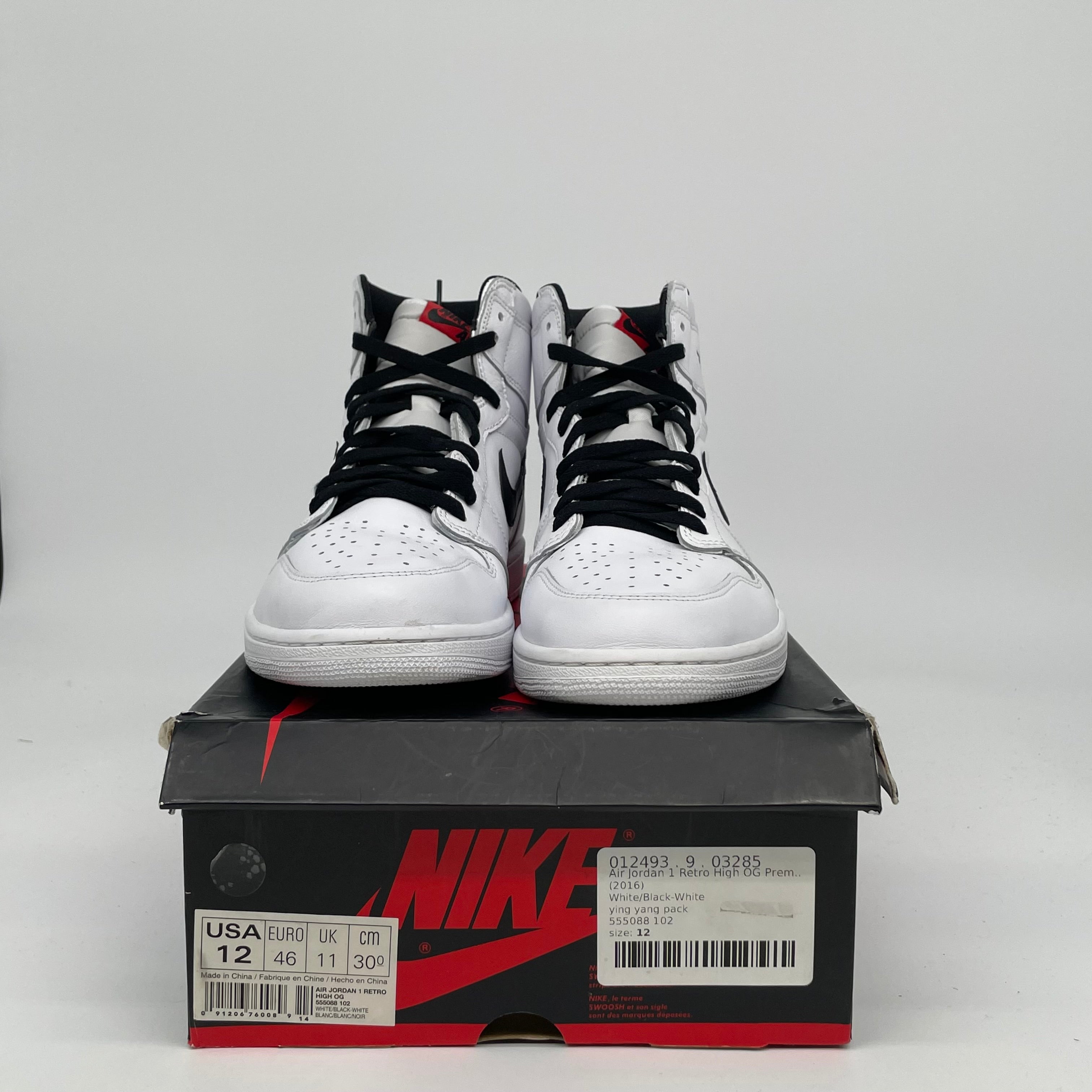 AIR JORDAN 1 YIN YANG WHITE SIZE 12 555088-102