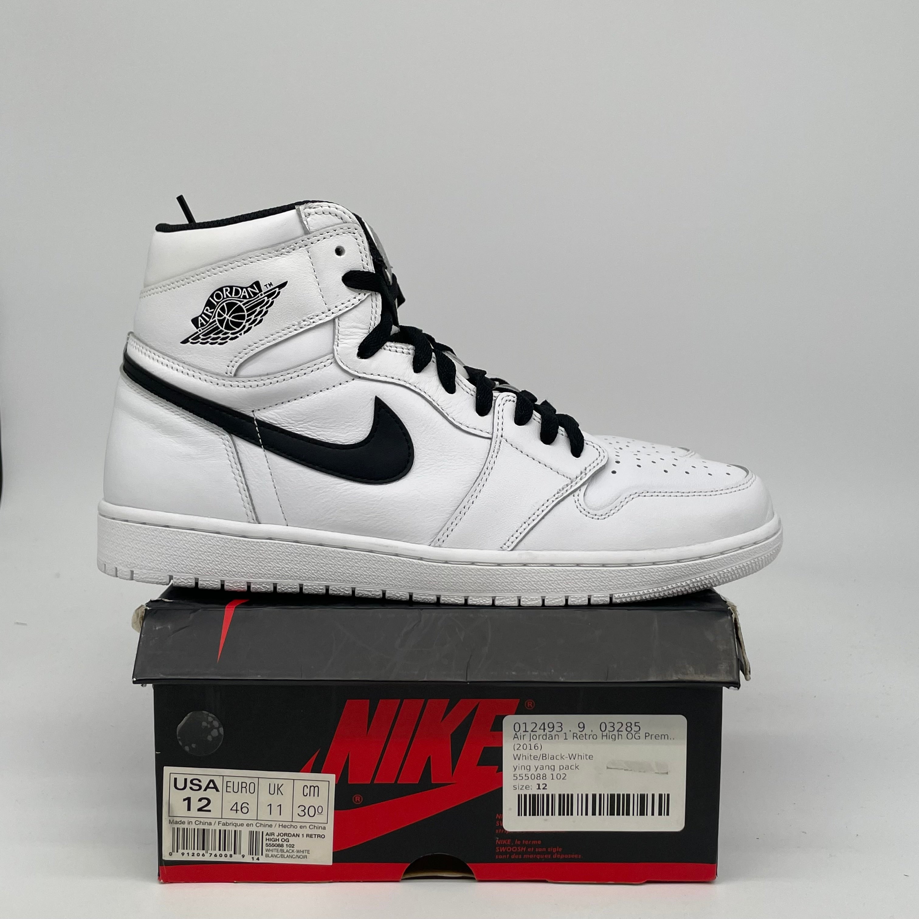 AIR JORDAN 1 YIN YANG WHITE SIZE 12 555088-102