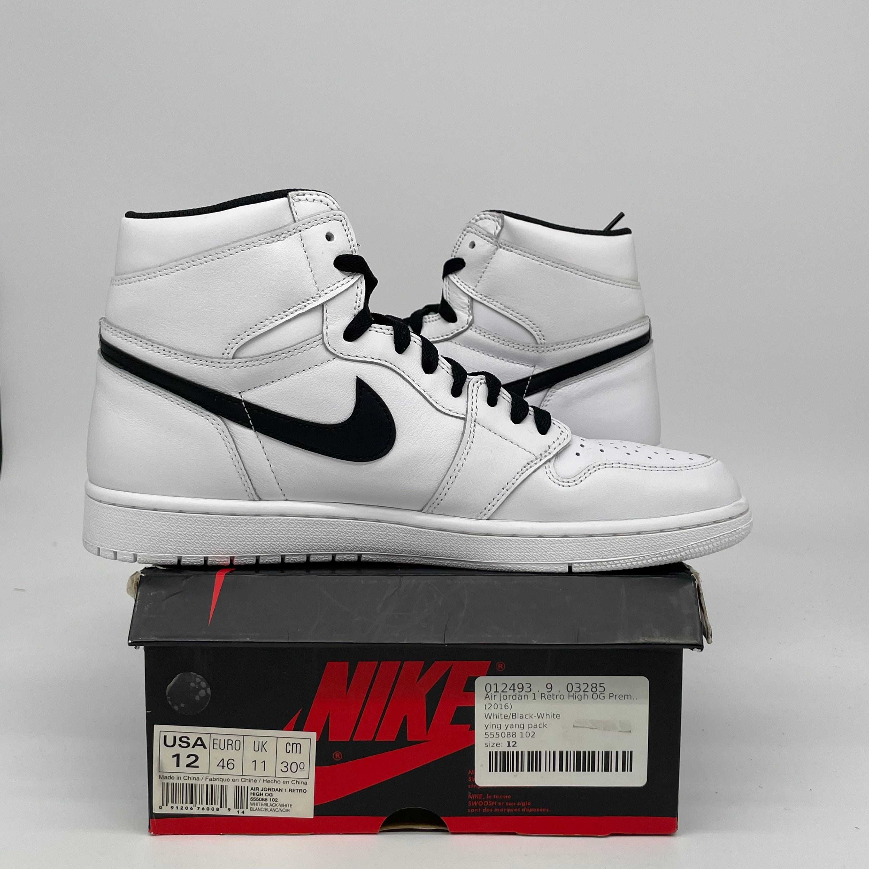 AIR JORDAN 1 YIN YANG WHITE SIZE 12 555088-102