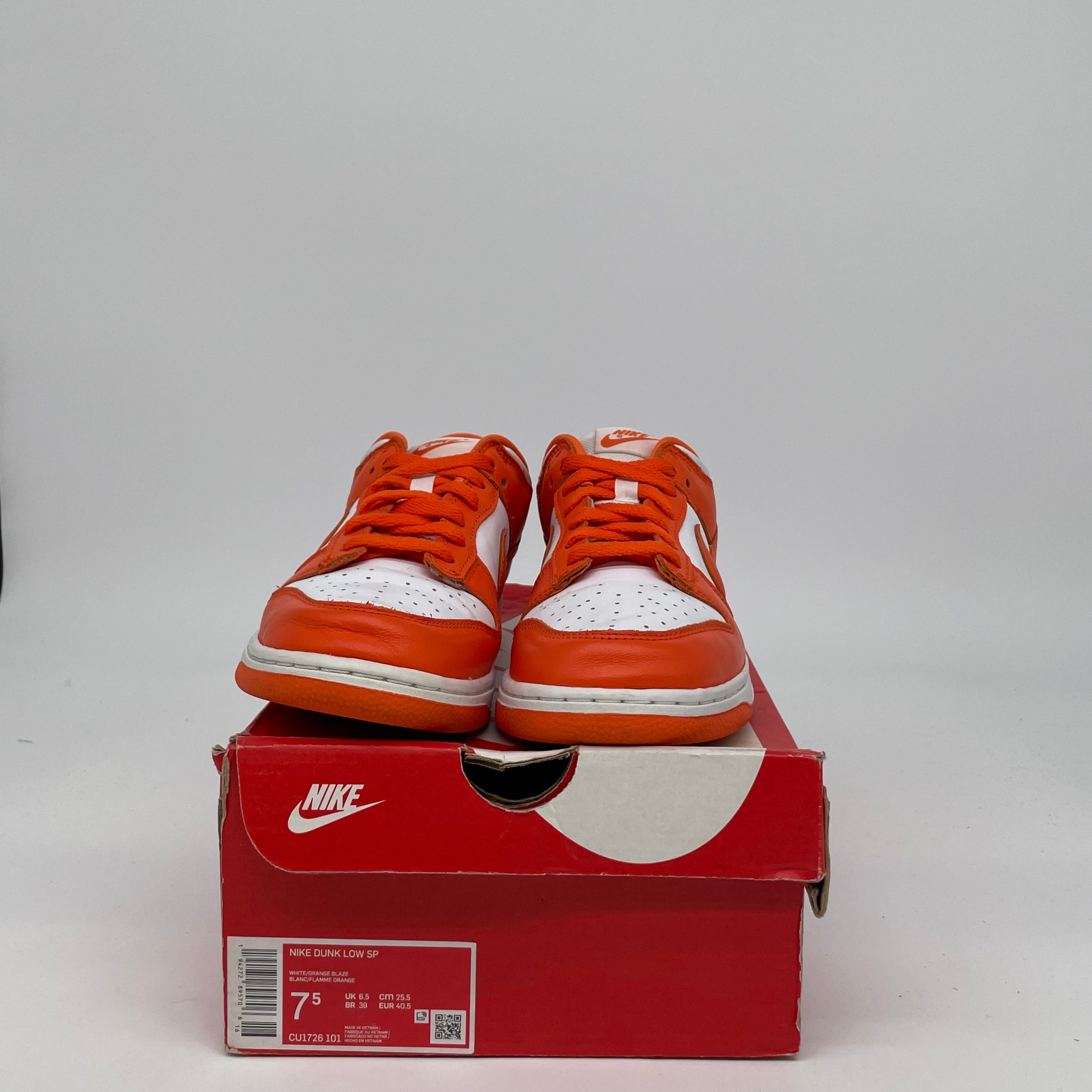 NIKE DUNK LOW SYRACUSE SIZE 7.5 CU1726-101