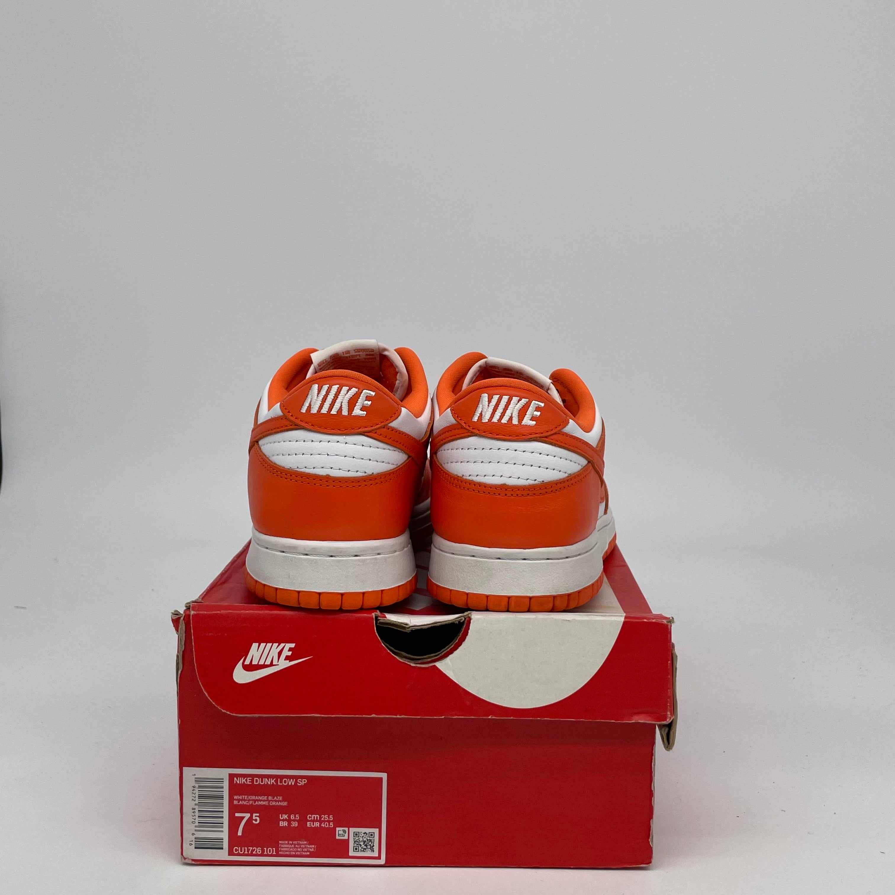 NIKE DUNK LOW SYRACUSE SIZE 7.5 CU1726-101