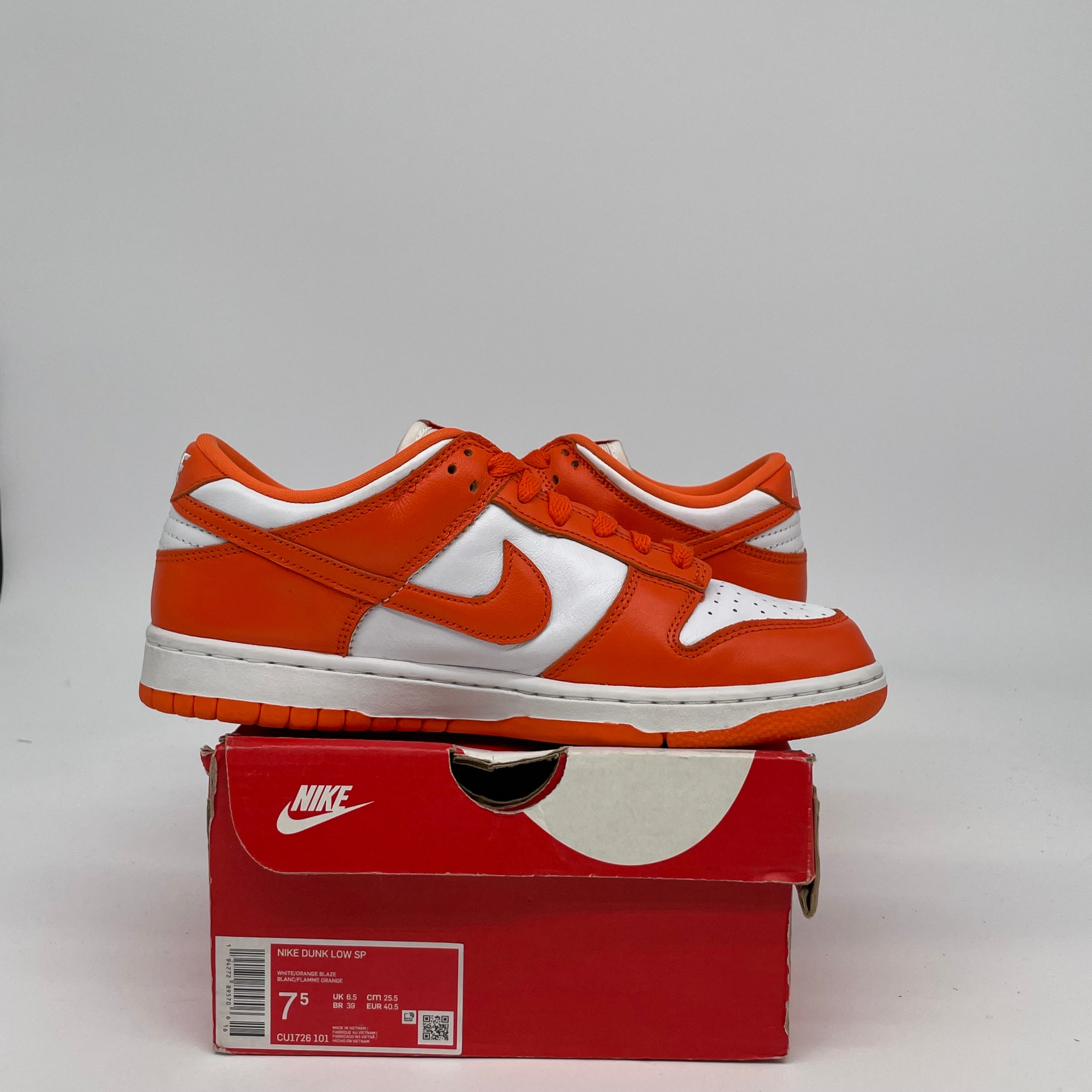 NIKE DUNK LOW SYRACUSE SIZE 7.5 CU1726-101