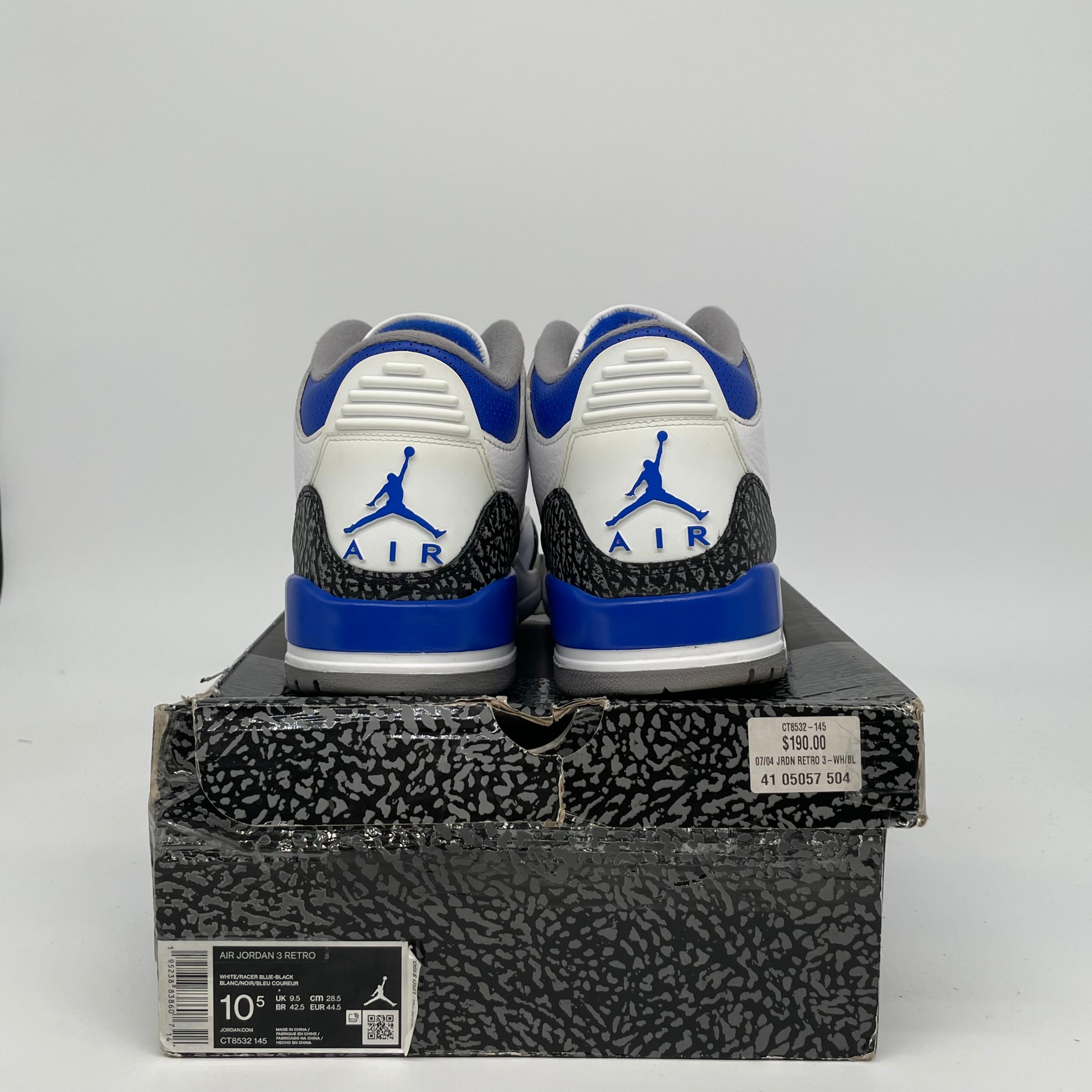 AIR JORDAN 3 RACER BLUE SIZE 10.5 CT8532-145