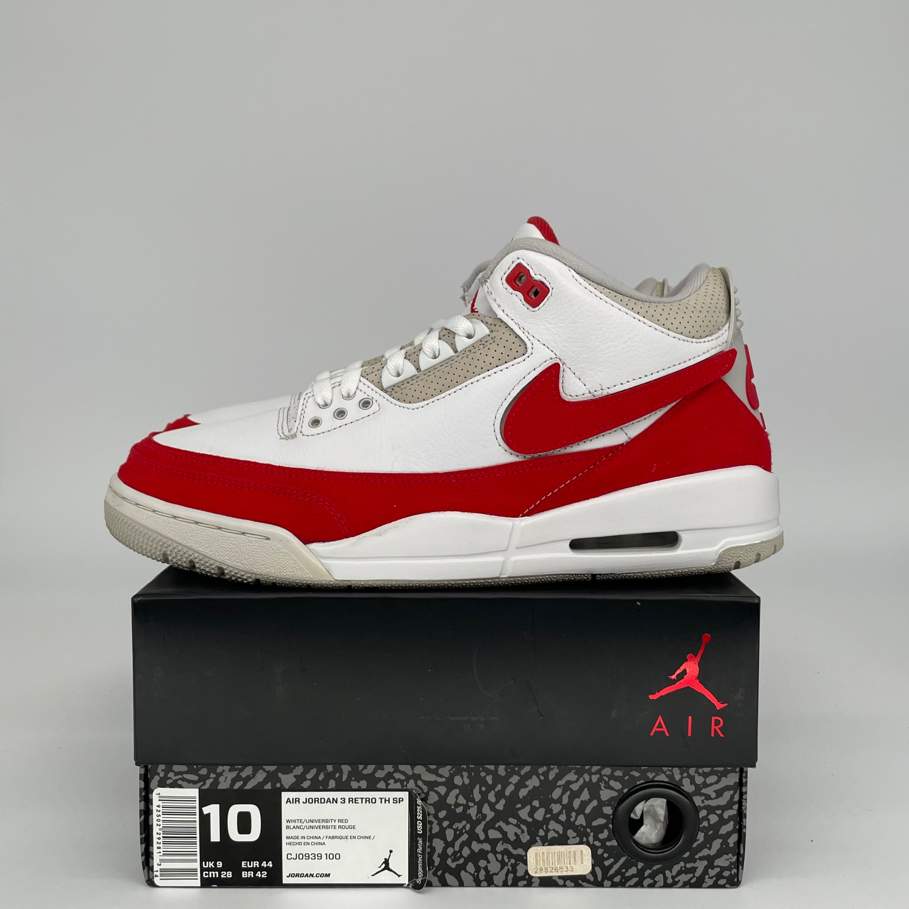 AIR JORDAN 3 TINKER UNIVERSITY RED SIZE 10 CJ0939-100