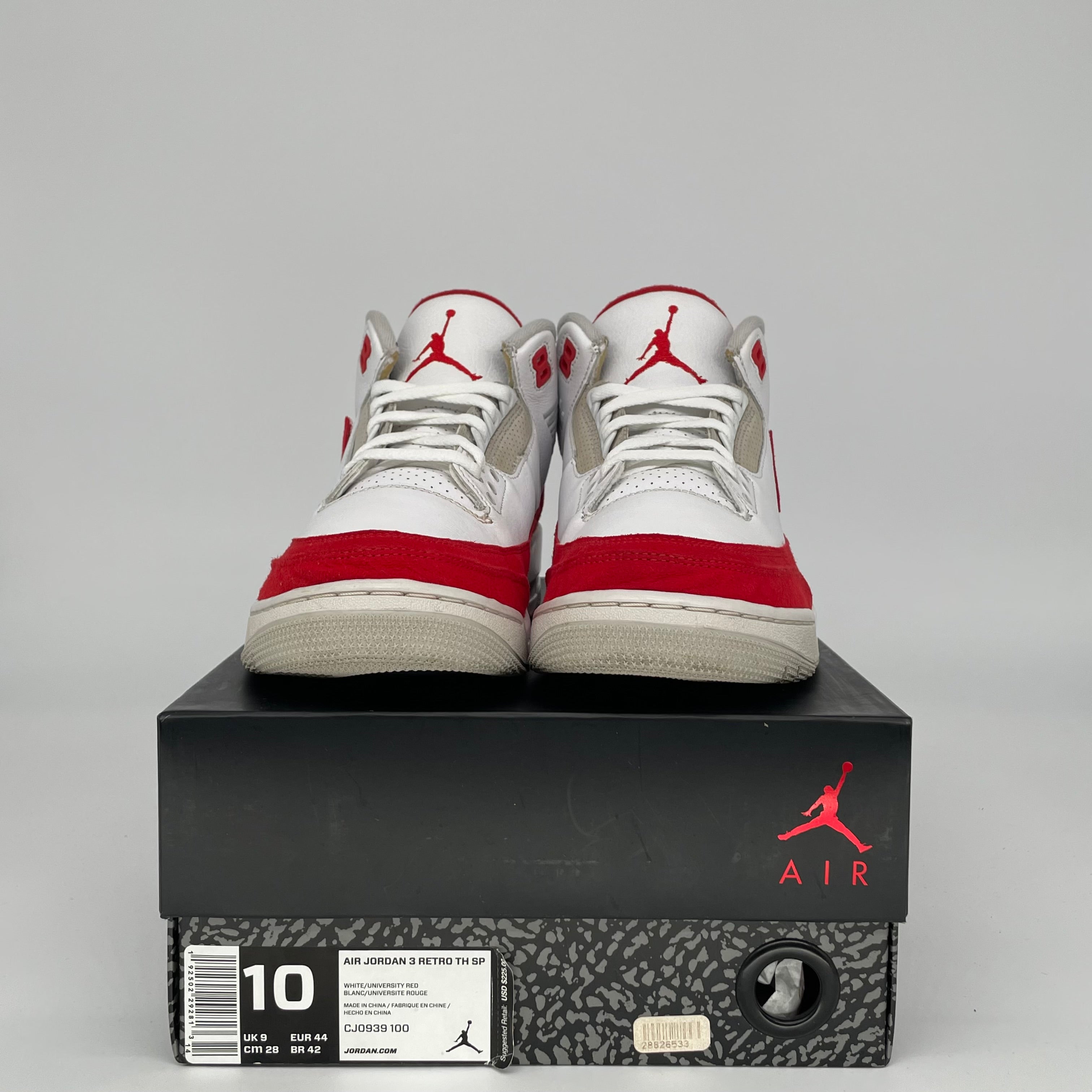 AIR JORDAN 3 TINKER UNIVERSITY RED SIZE 10 CJ0939-100