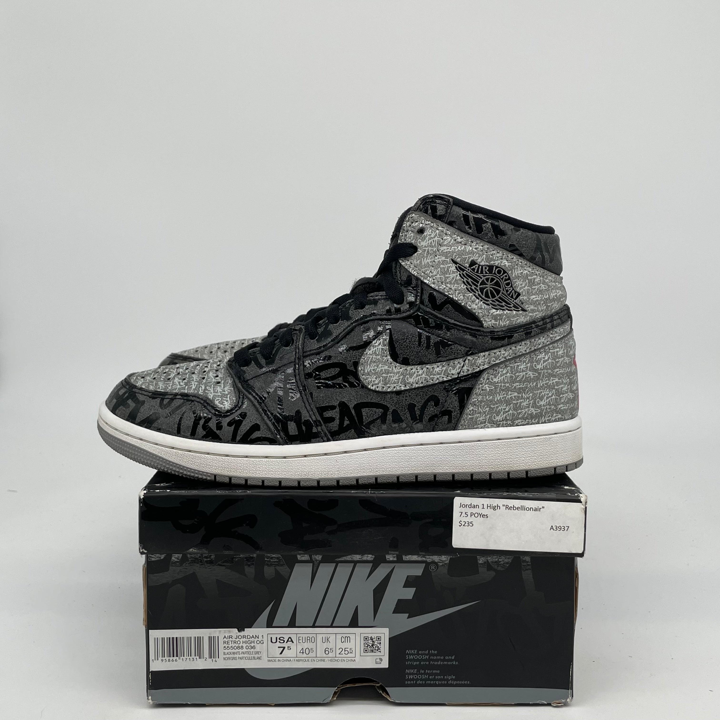 AIR JORDAN 1 REBELLIONAIRE SIZE 7.5 555088-036