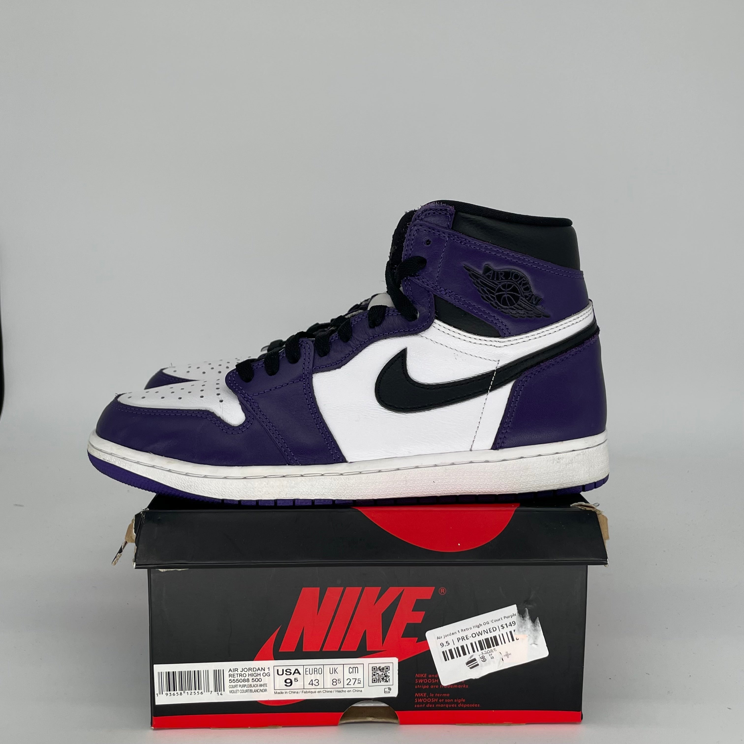 AIR JORDAN 1 COURT PURPLE SIZE 9.5 555088-500