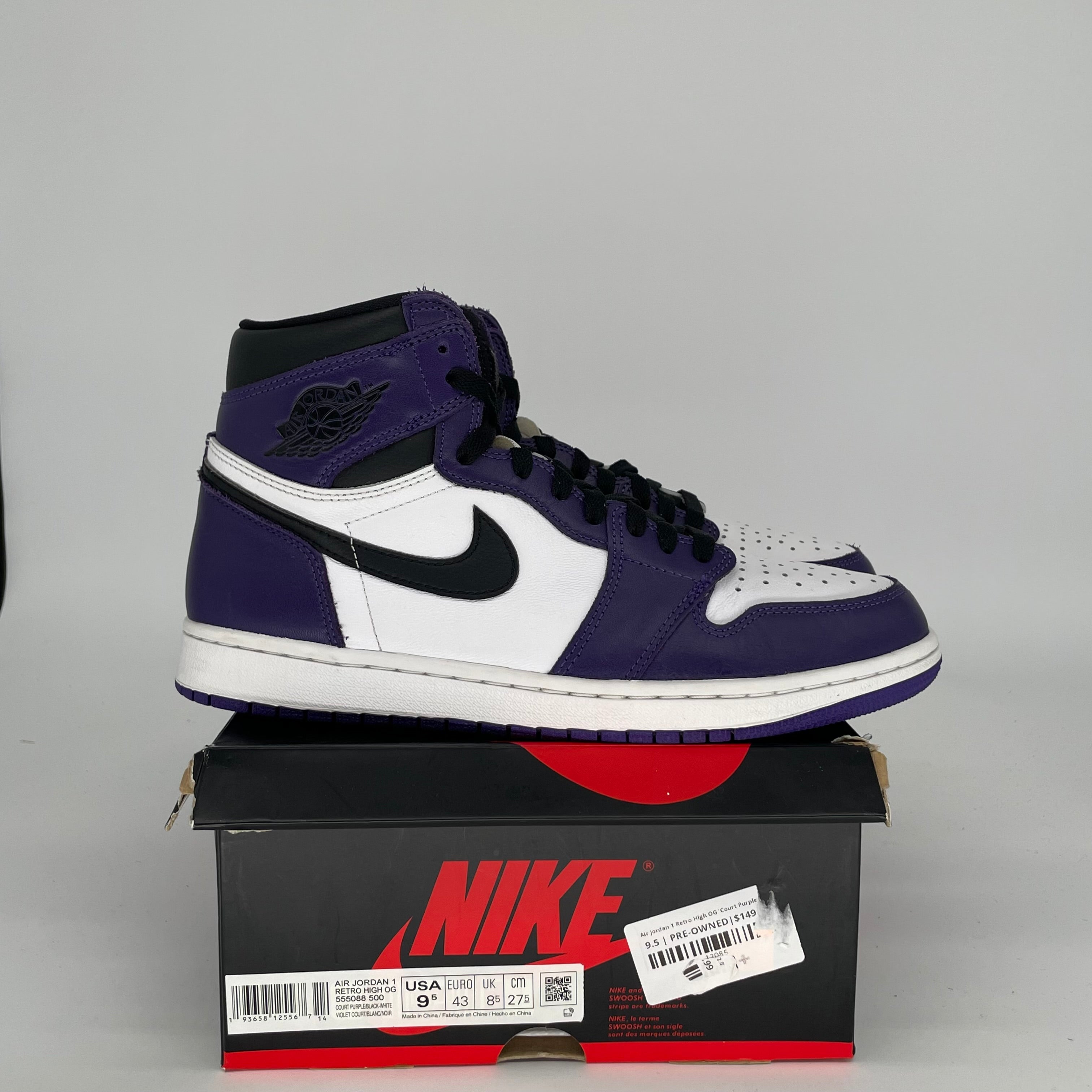 AIR JORDAN 1 COURT PURPLE SIZE 9.5 555088-500