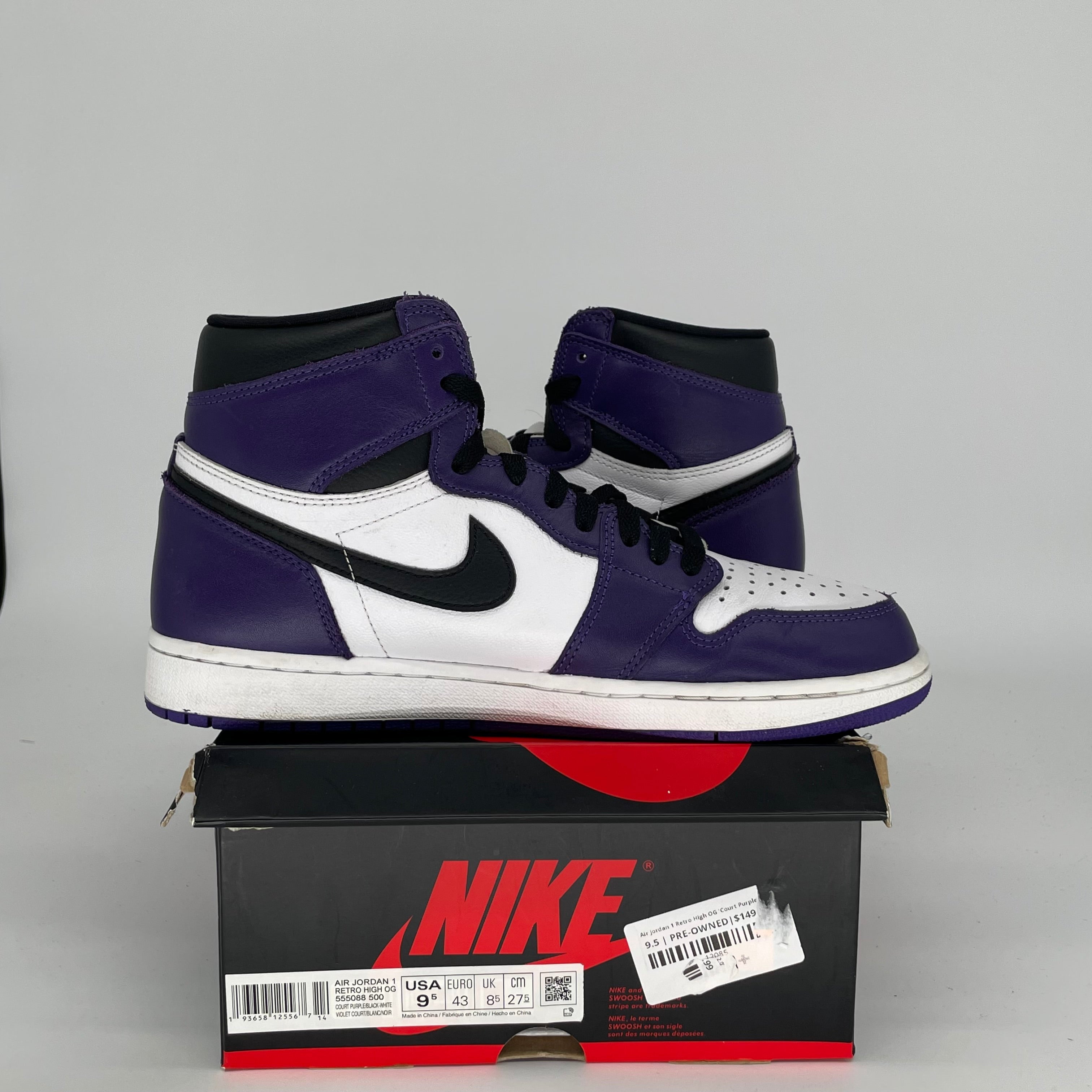 AIR JORDAN 1 COURT PURPLE SIZE 9.5 555088-500