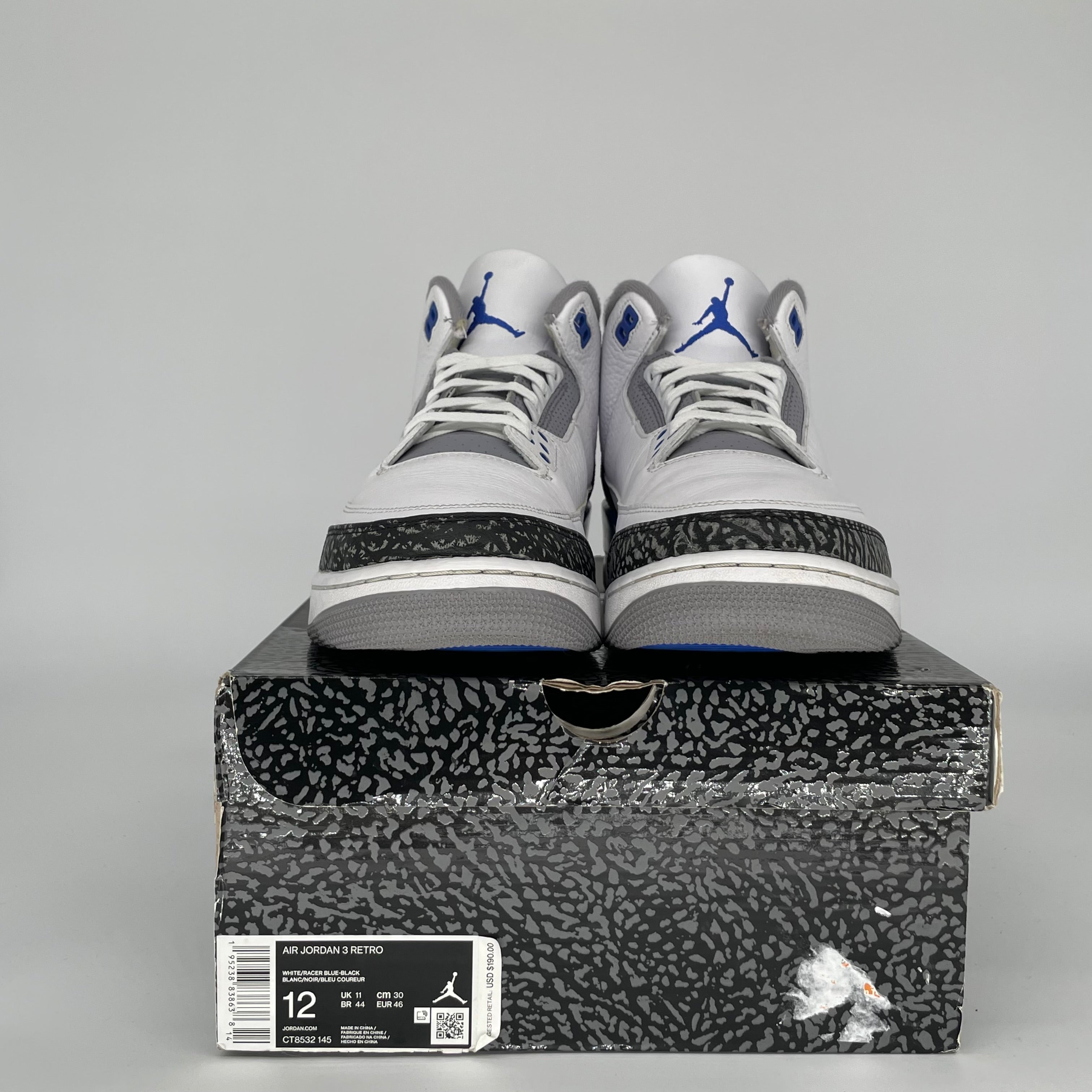 AIR JORDAN 3 RACER BLUE SIZE 12 CT8532-145