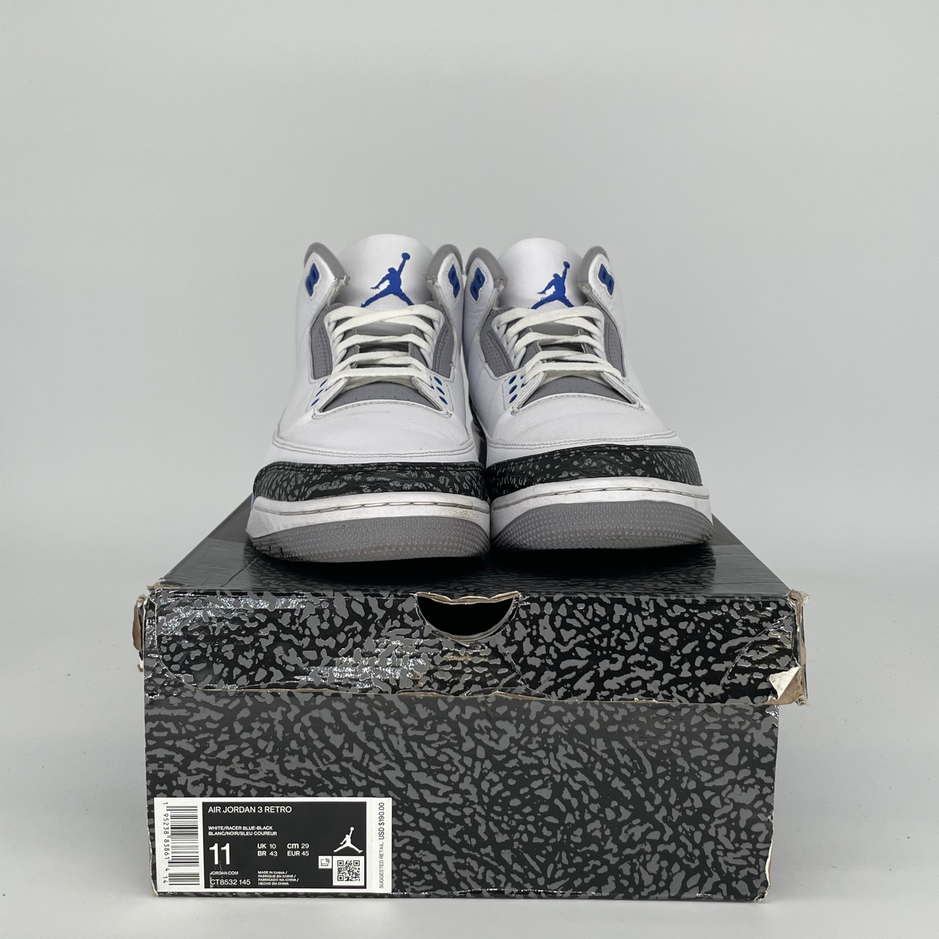 AIR JORDAN 3 RACER BLUE SIZE 11 CT8532-145