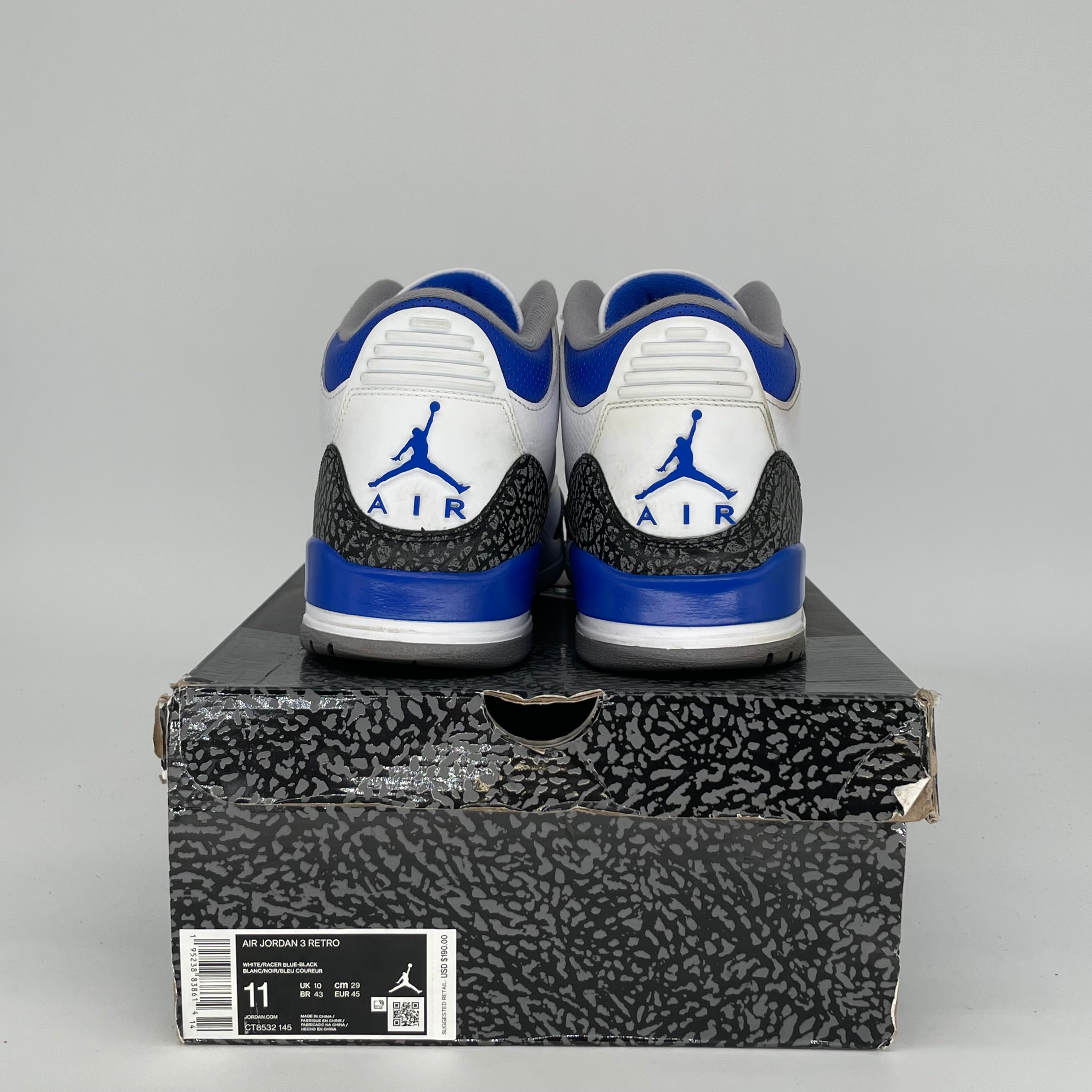 AIR JORDAN 3 RACER BLUE SIZE 11 CT8532-145