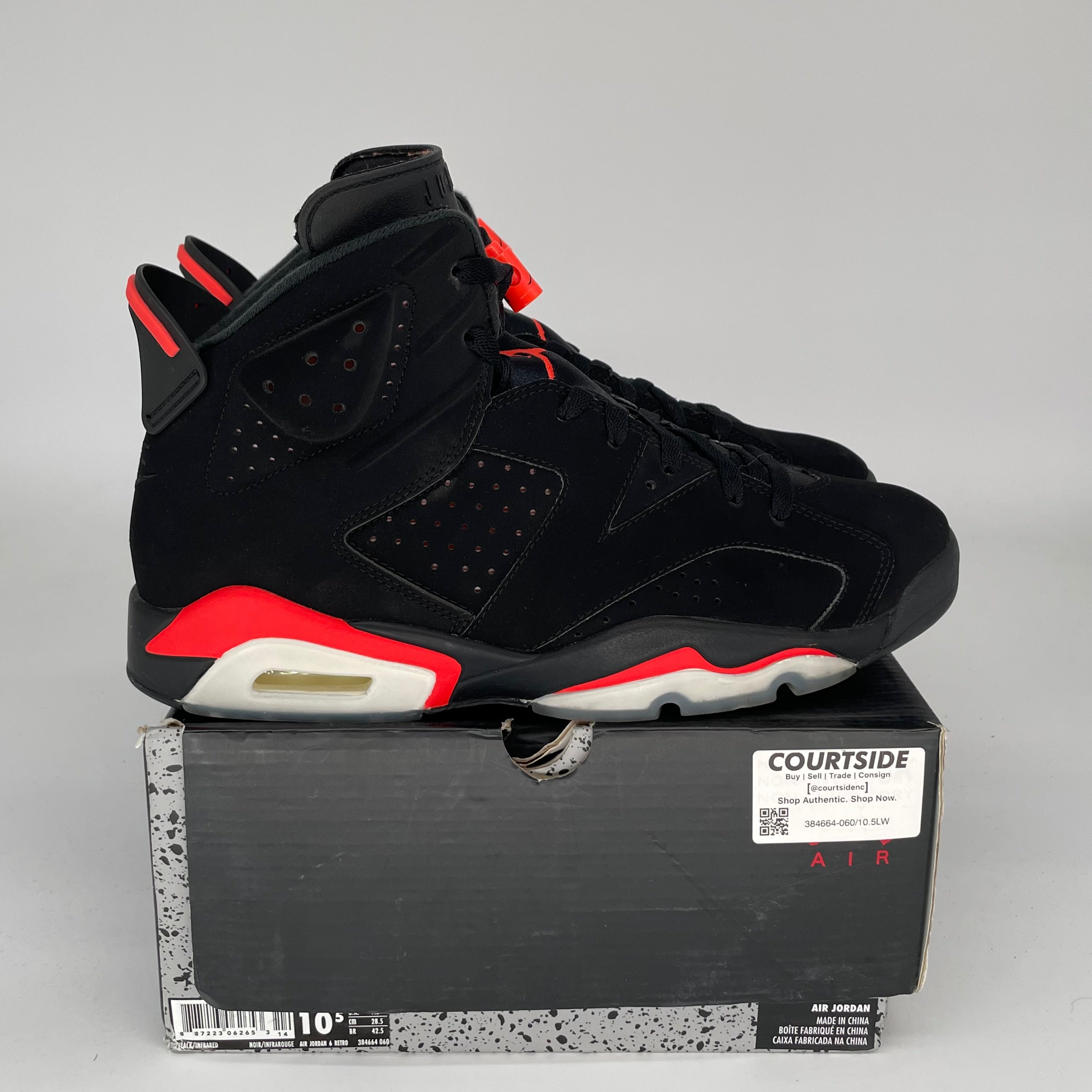 AIR JORDAN 6 BLACK INFRARED SIZE 10.5 384664-060