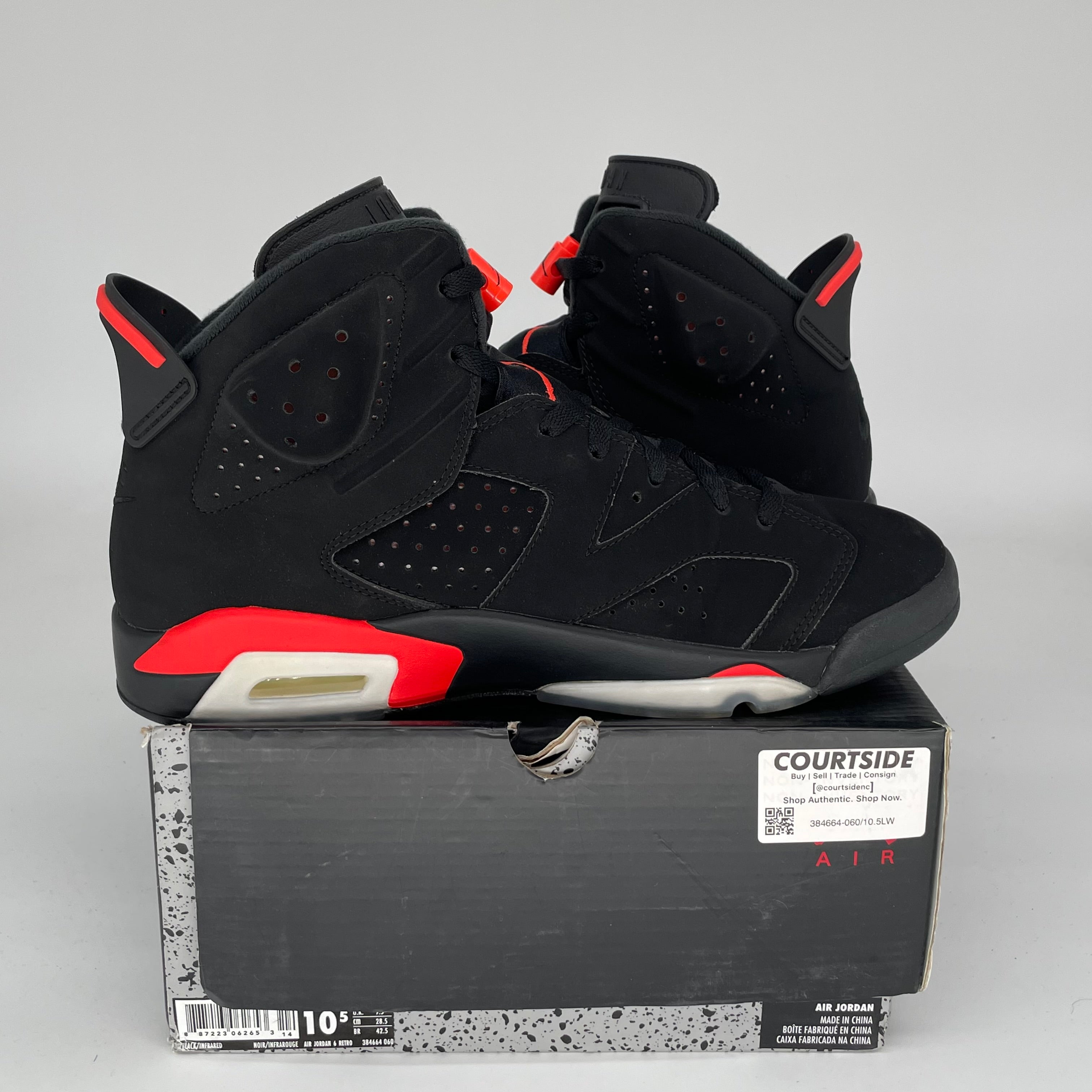 AIR JORDAN 6 BLACK INFRARED SIZE 10.5 384664-060