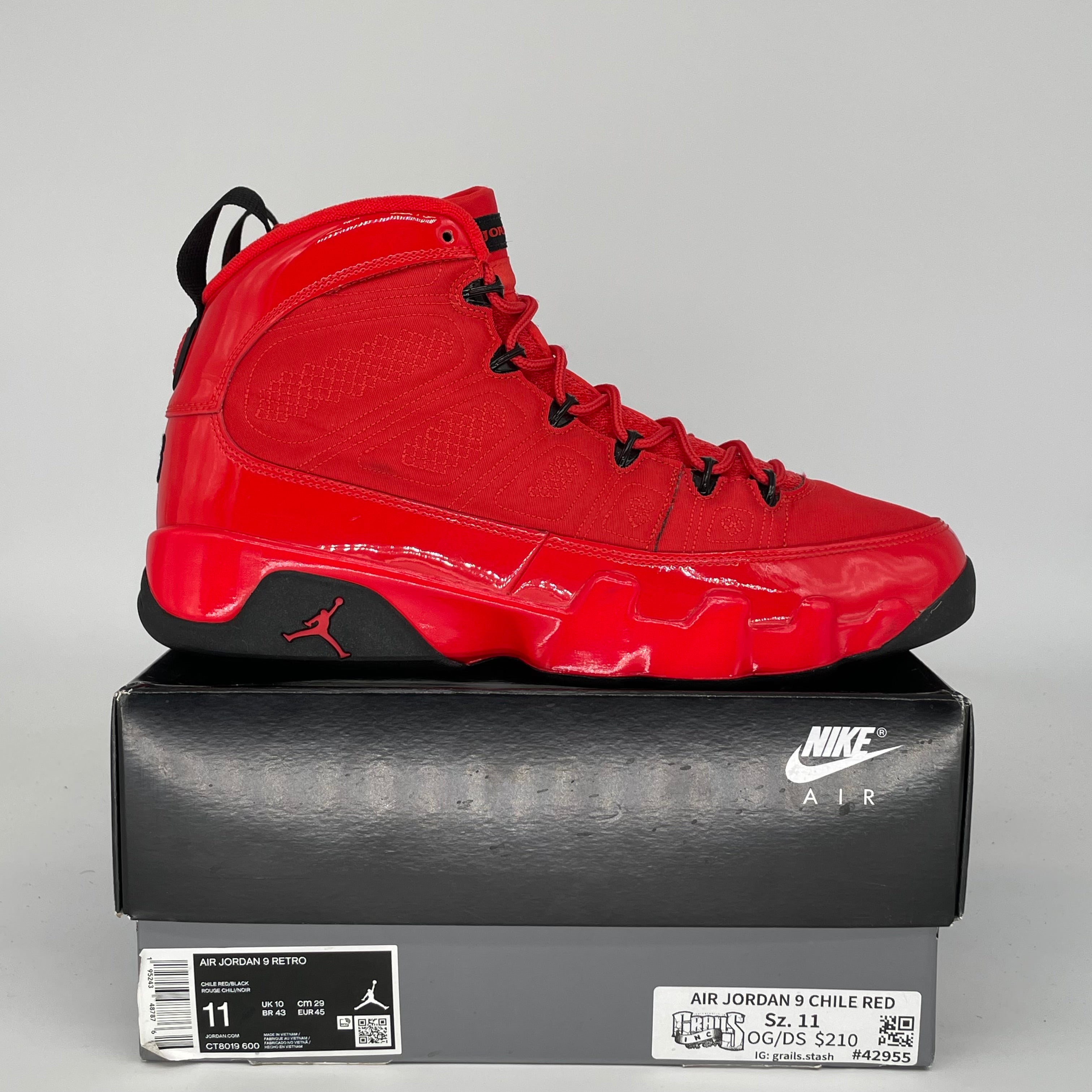 AIR JORDAN 9 CHILE RED SIZE 11 CT8019-600