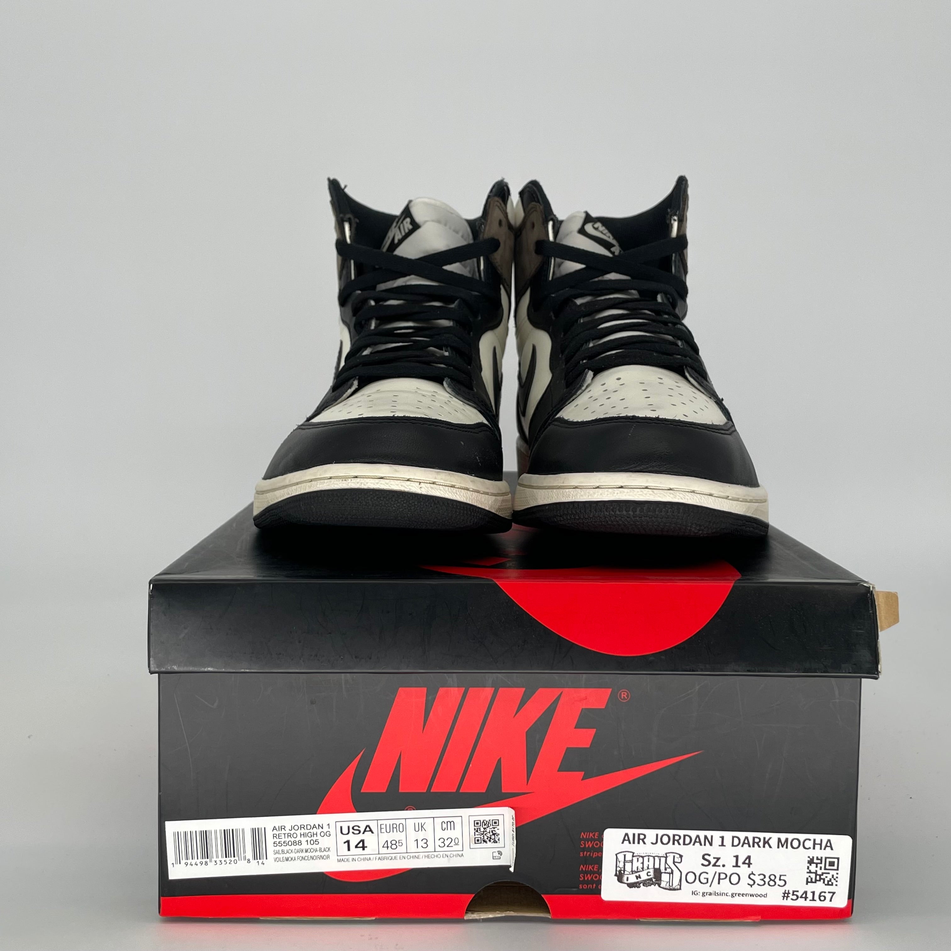 AIR JORDAN 1 DARK MOCHA SIZE 14 555088-105