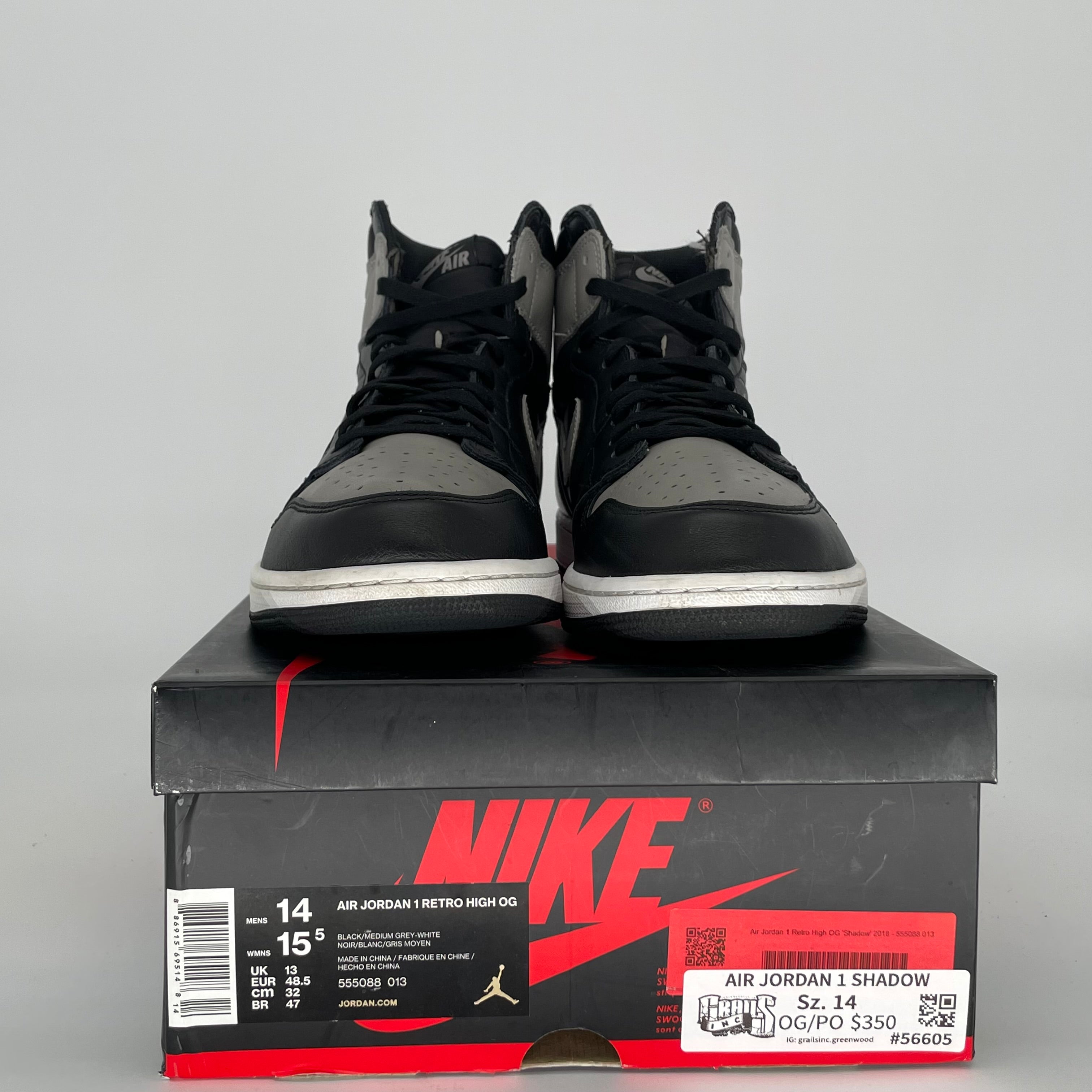 AIR JORDAN 1 SHADOW SIZE 14 555088-013