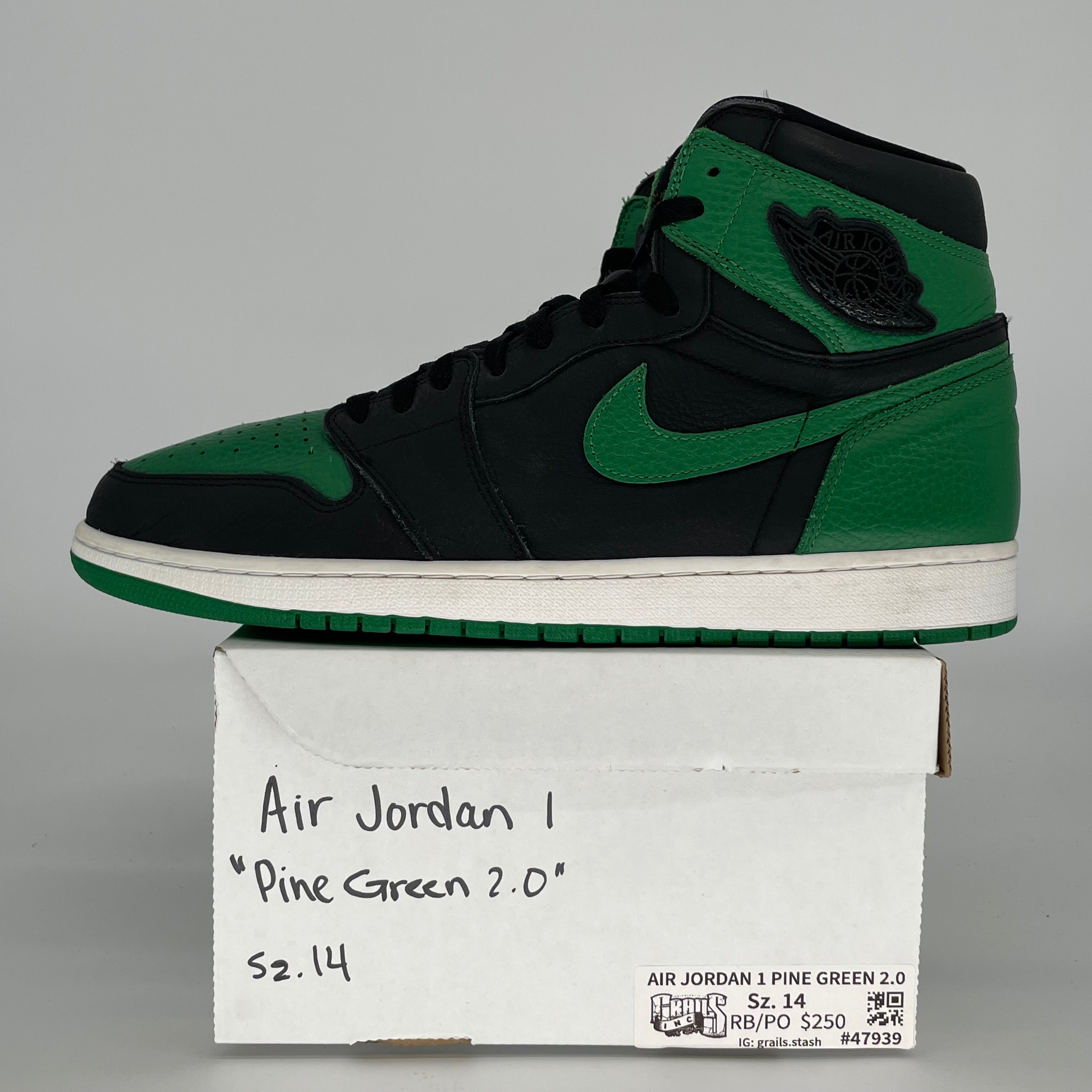 AIR JORDAN 1 PINE GREEN BLACK SIZE 14 555088-030