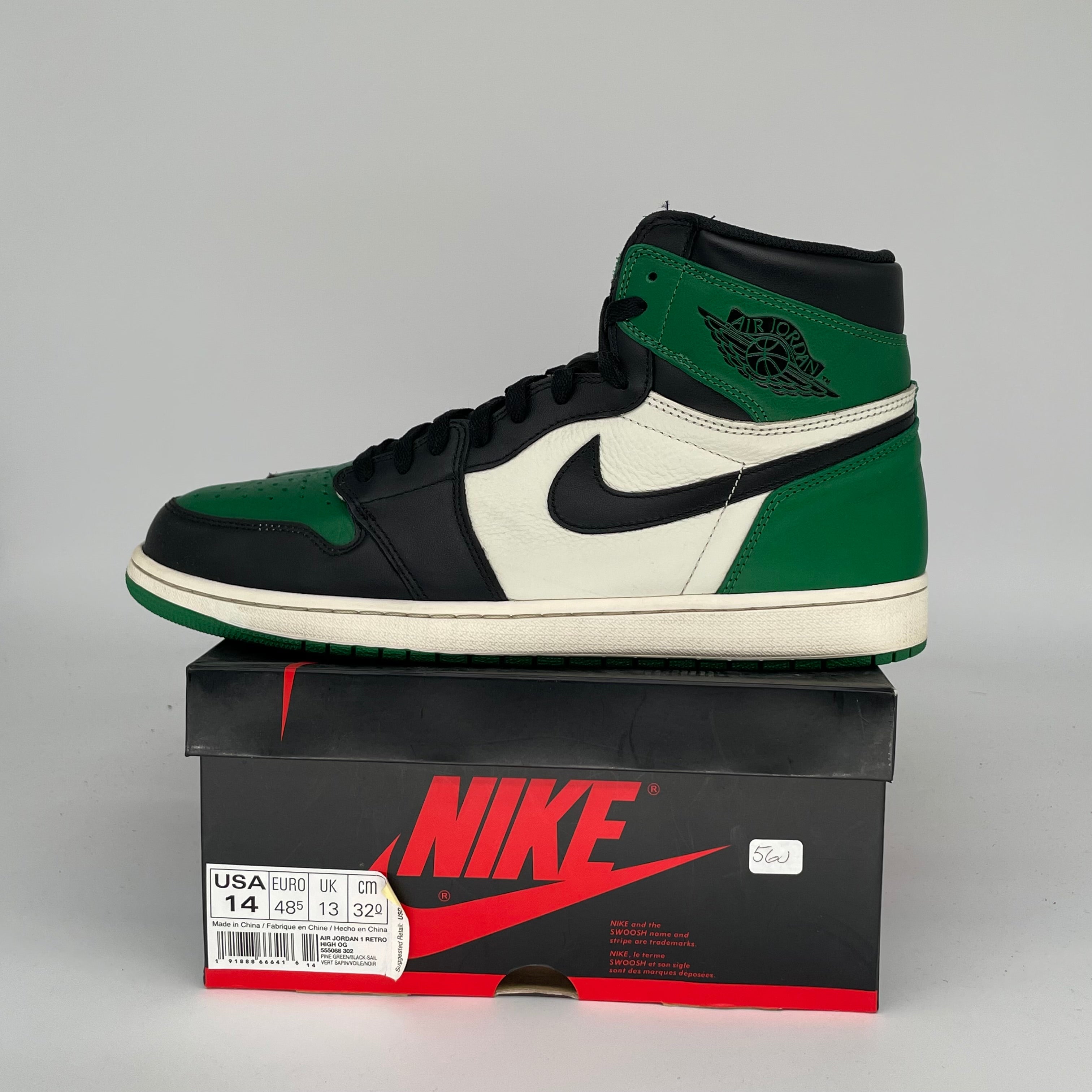 AIR JORDAN 1 PINE GREEN SIZE 14 555088-302