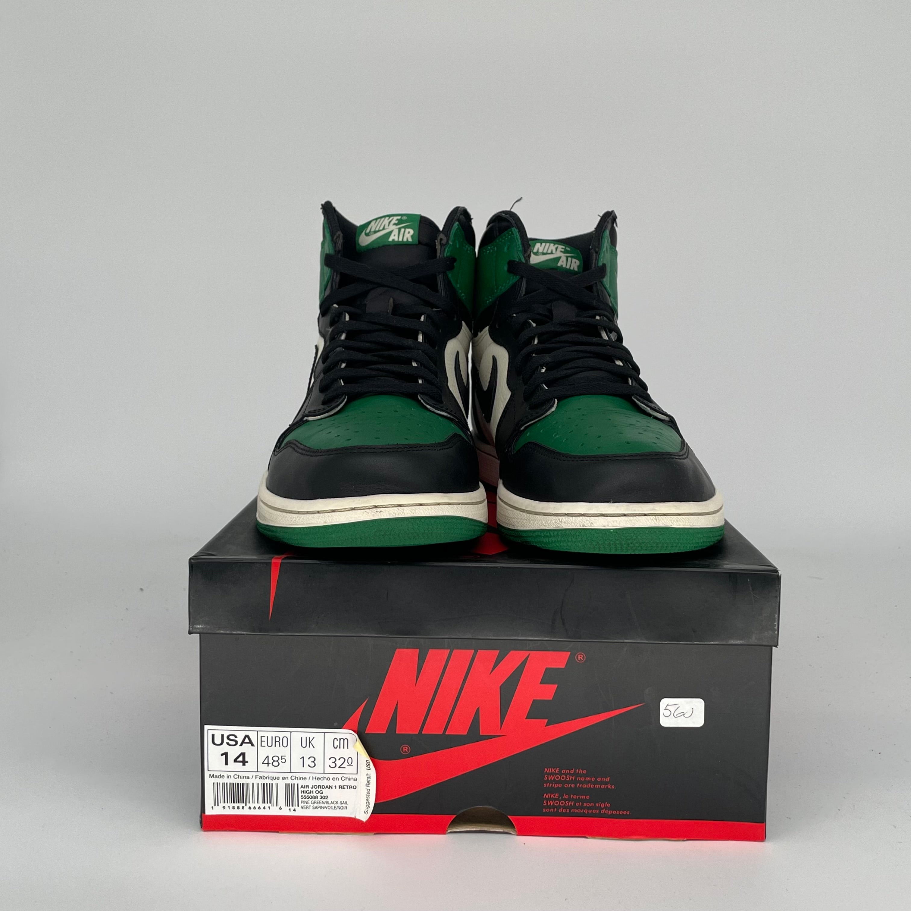 AIR JORDAN 1 PINE GREEN SIZE 14 555088-302