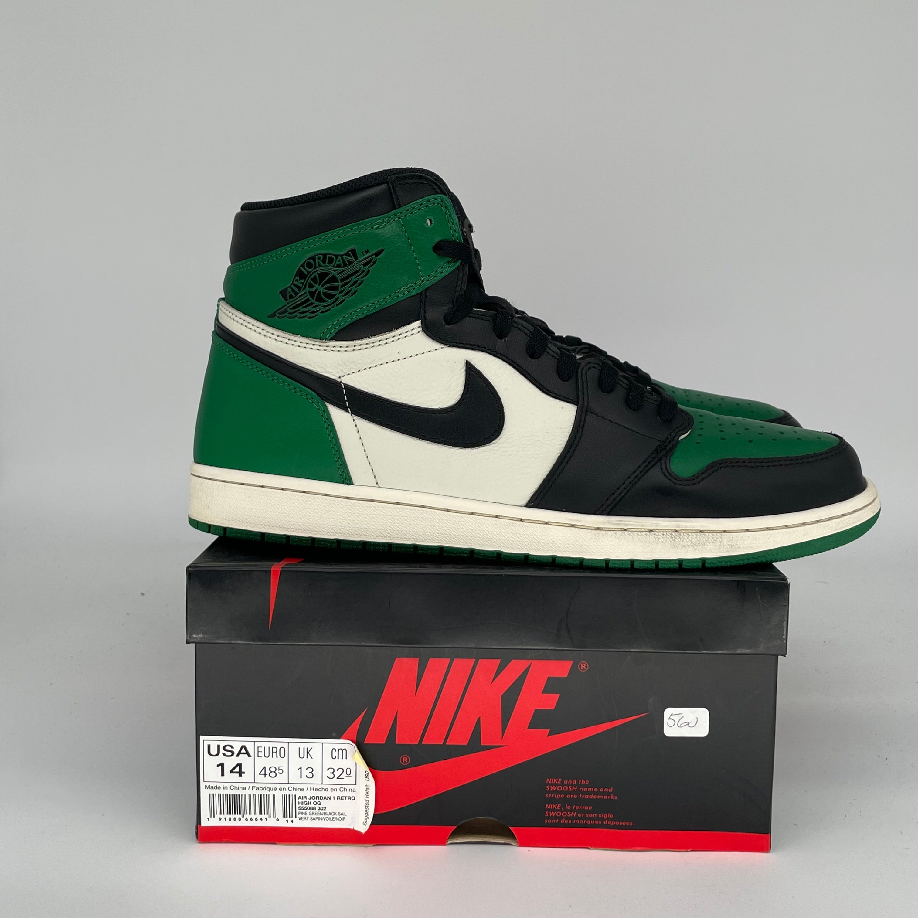 AIR JORDAN 1 PINE GREEN SIZE 14 555088-302