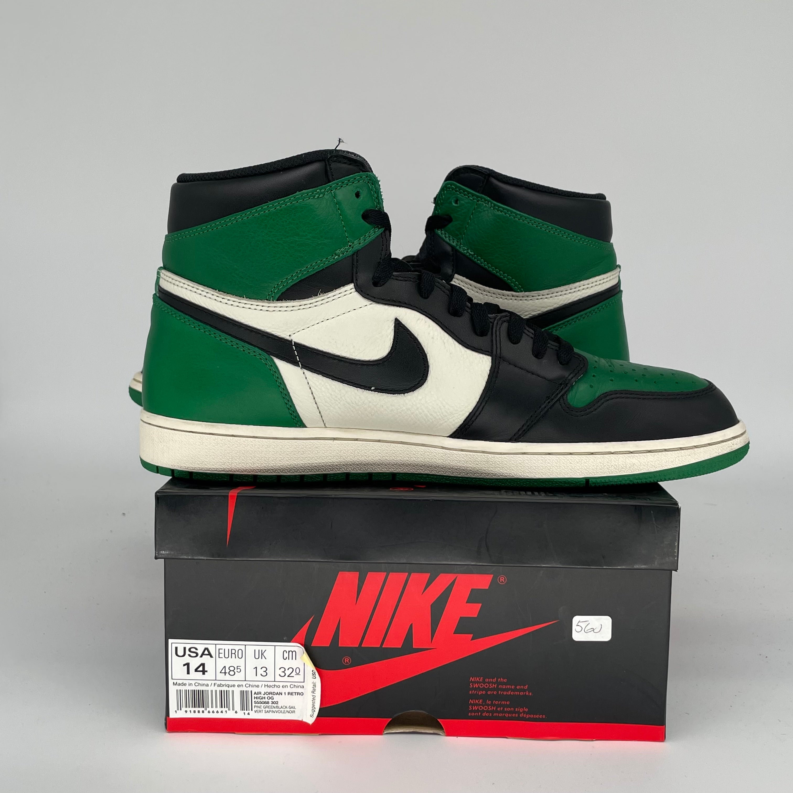 AIR JORDAN 1 PINE GREEN SIZE 14 555088-302