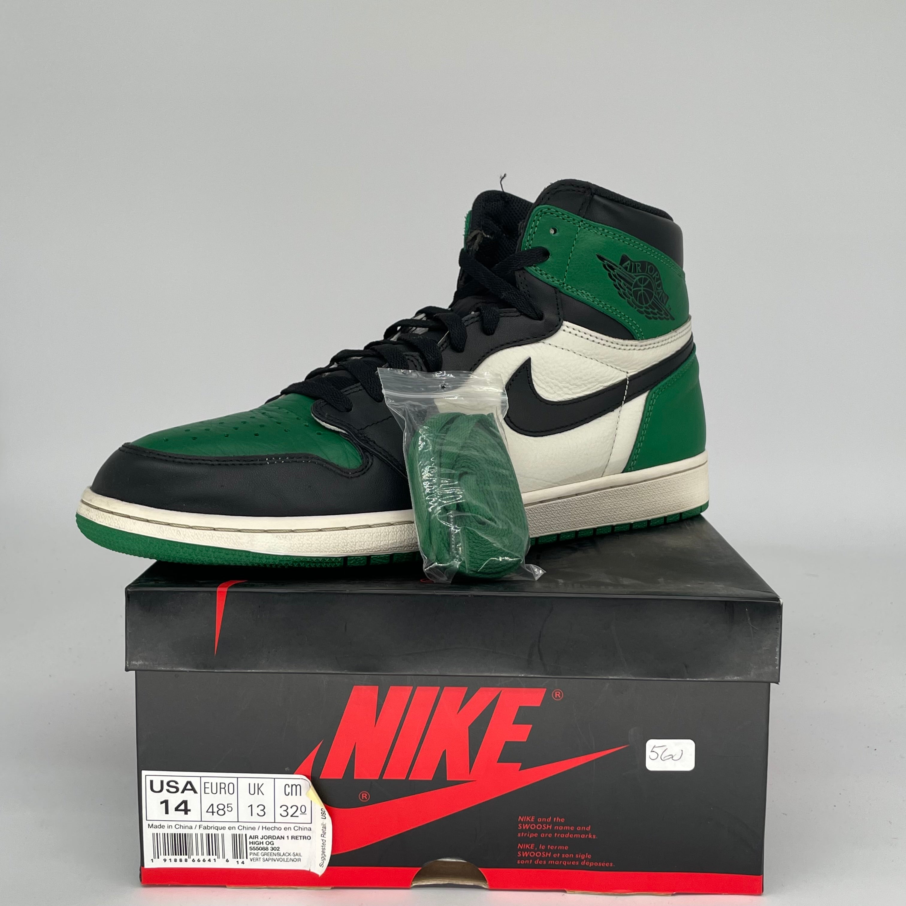 AIR JORDAN 1 PINE GREEN SIZE 14 555088-302