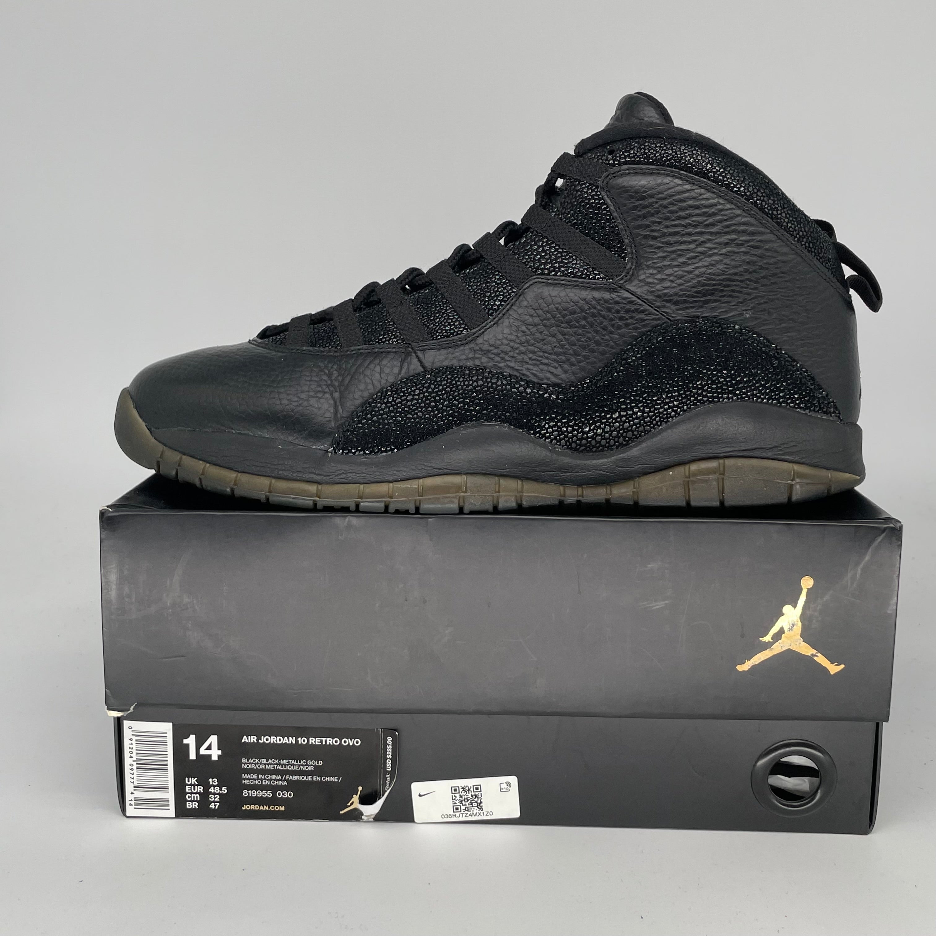 AIR JORDAN 10 DRAKE OVO BLACK SIZE 14 819955-030