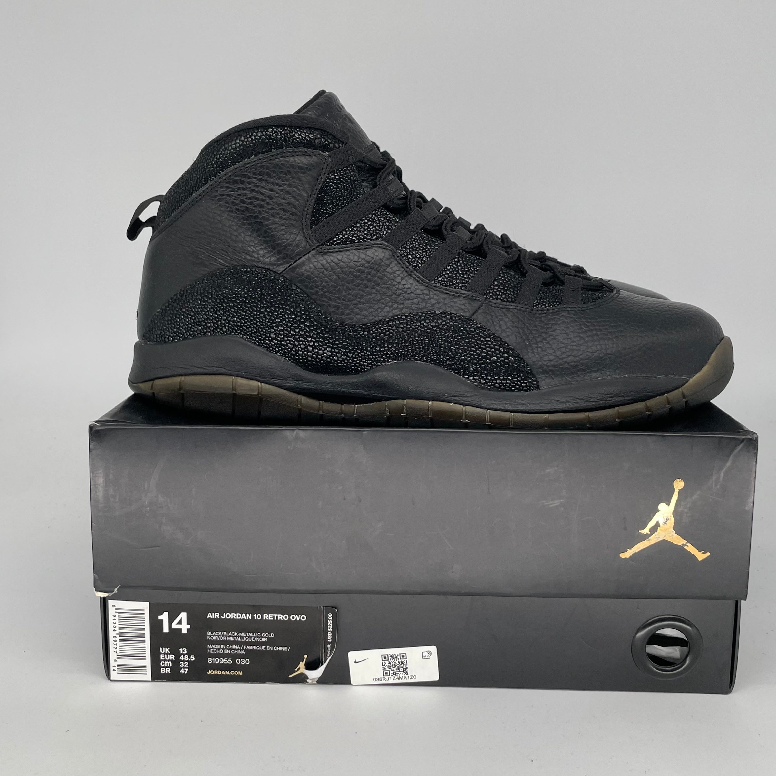 AIR JORDAN 10 DRAKE OVO BLACK SIZE 14 819955-030