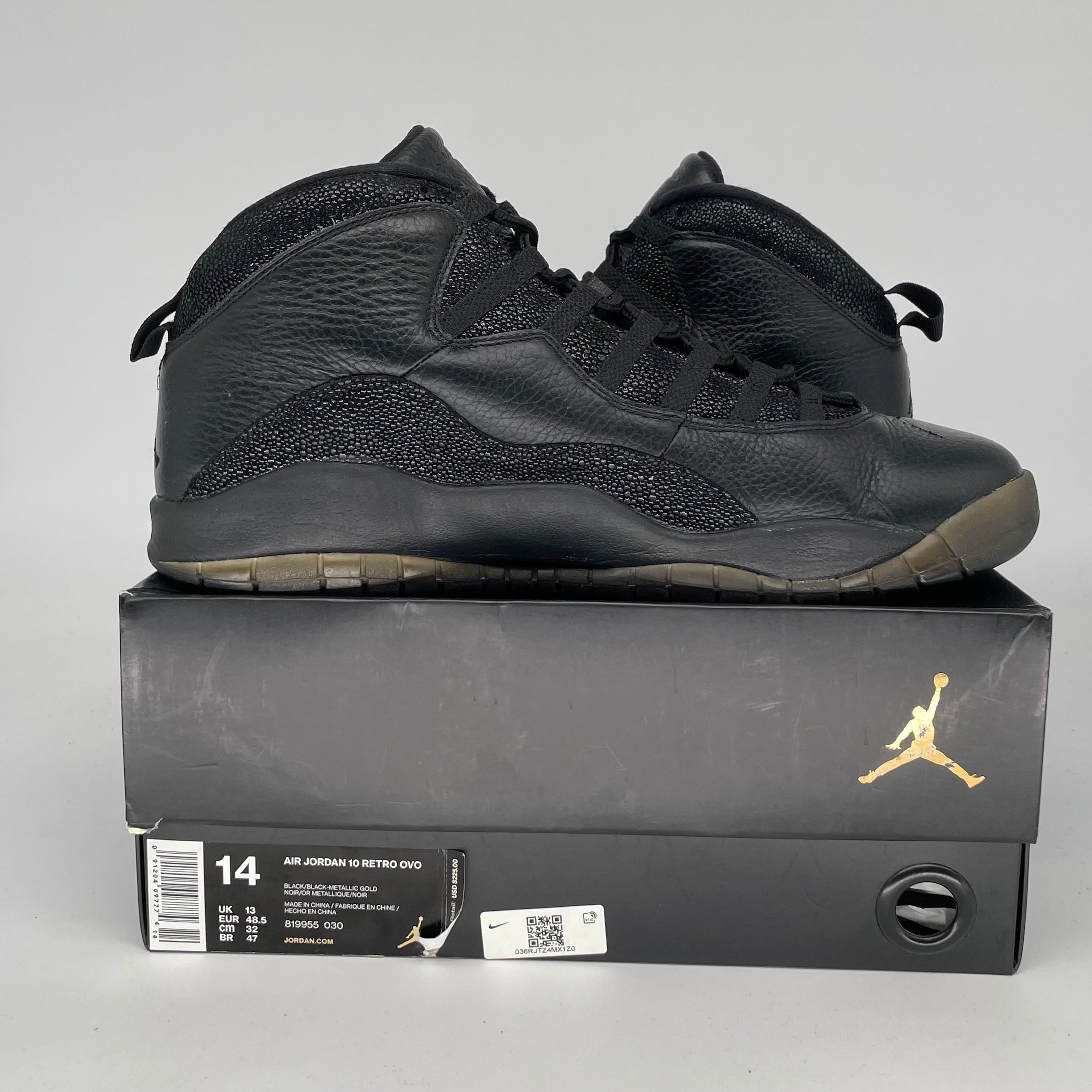 AIR JORDAN 10 DRAKE OVO BLACK SIZE 14 819955-030